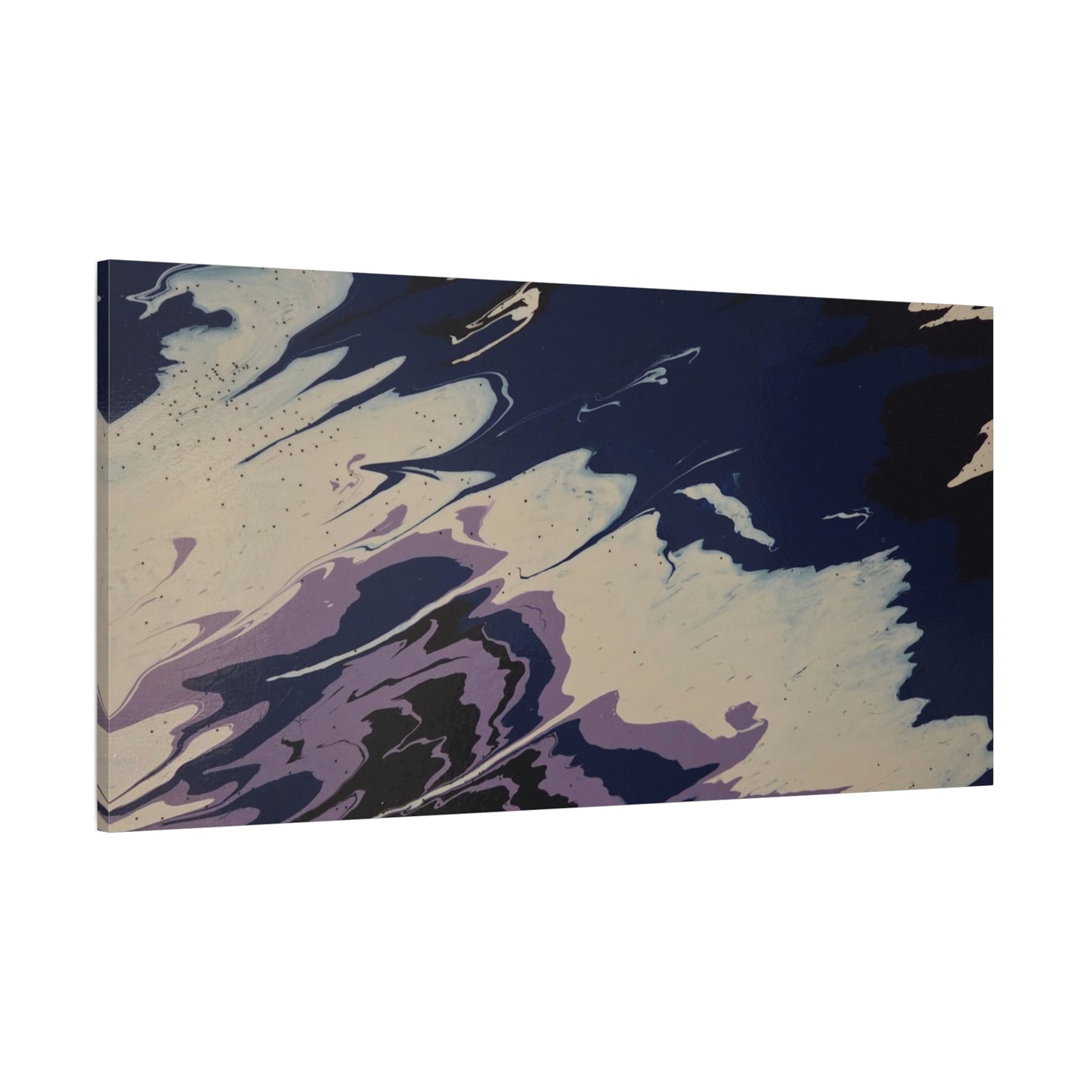 Abstract Navy & Lavender Wave Matte Stretched Canvas (1.25")