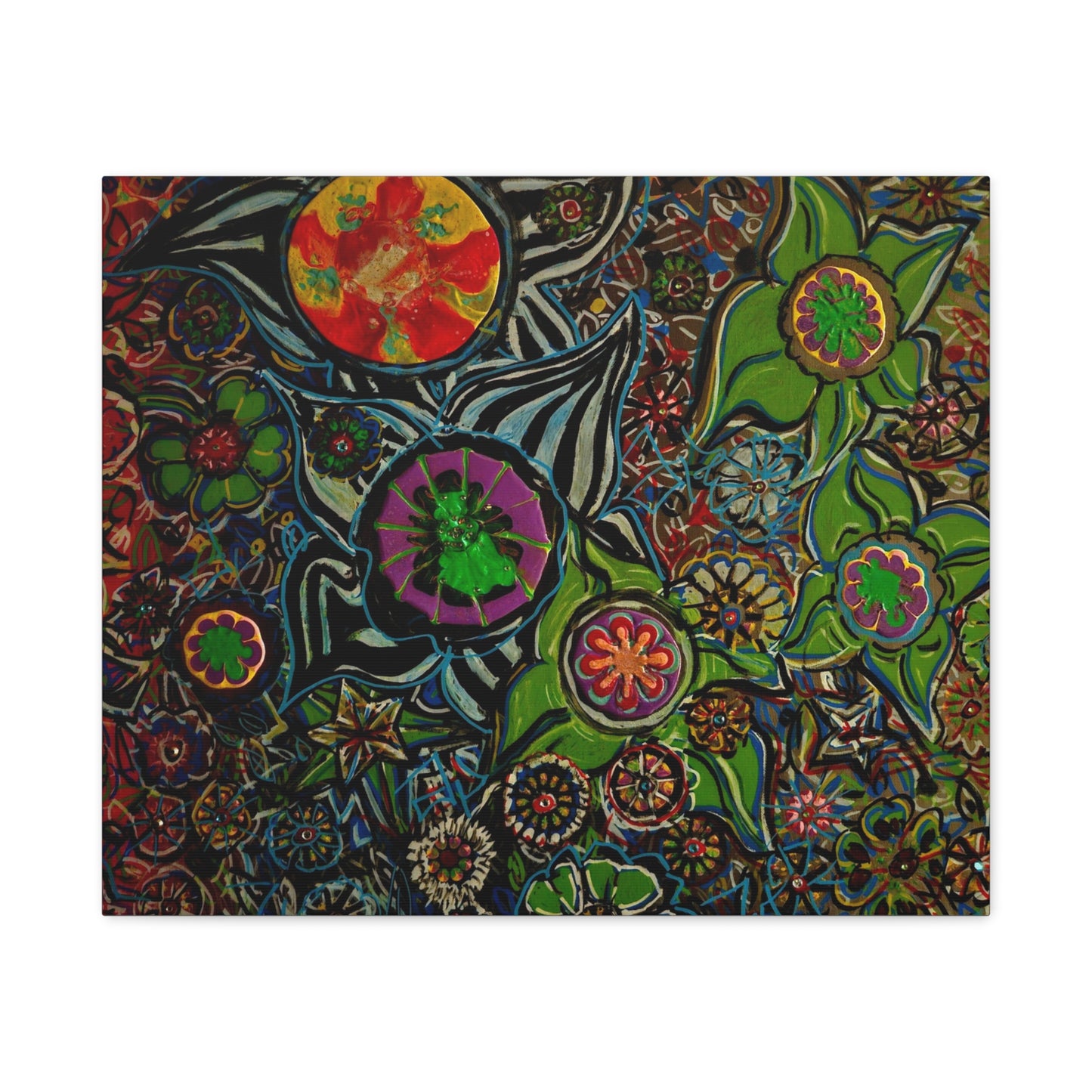 Urban_gardening-03 - Psychedelic Floral Canvas Print — Vibrant Abstract Garden Wall Art