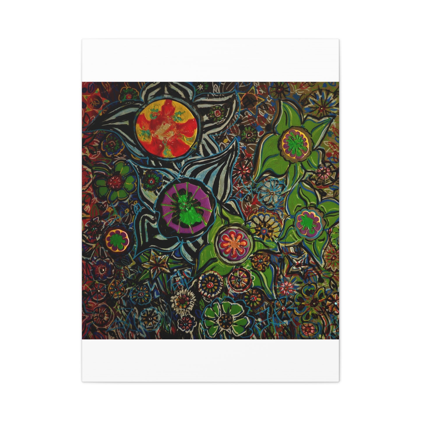 Urban_gardening-03 - Psychedelic Floral Canvas Print — Vibrant Abstract Garden Wall Art