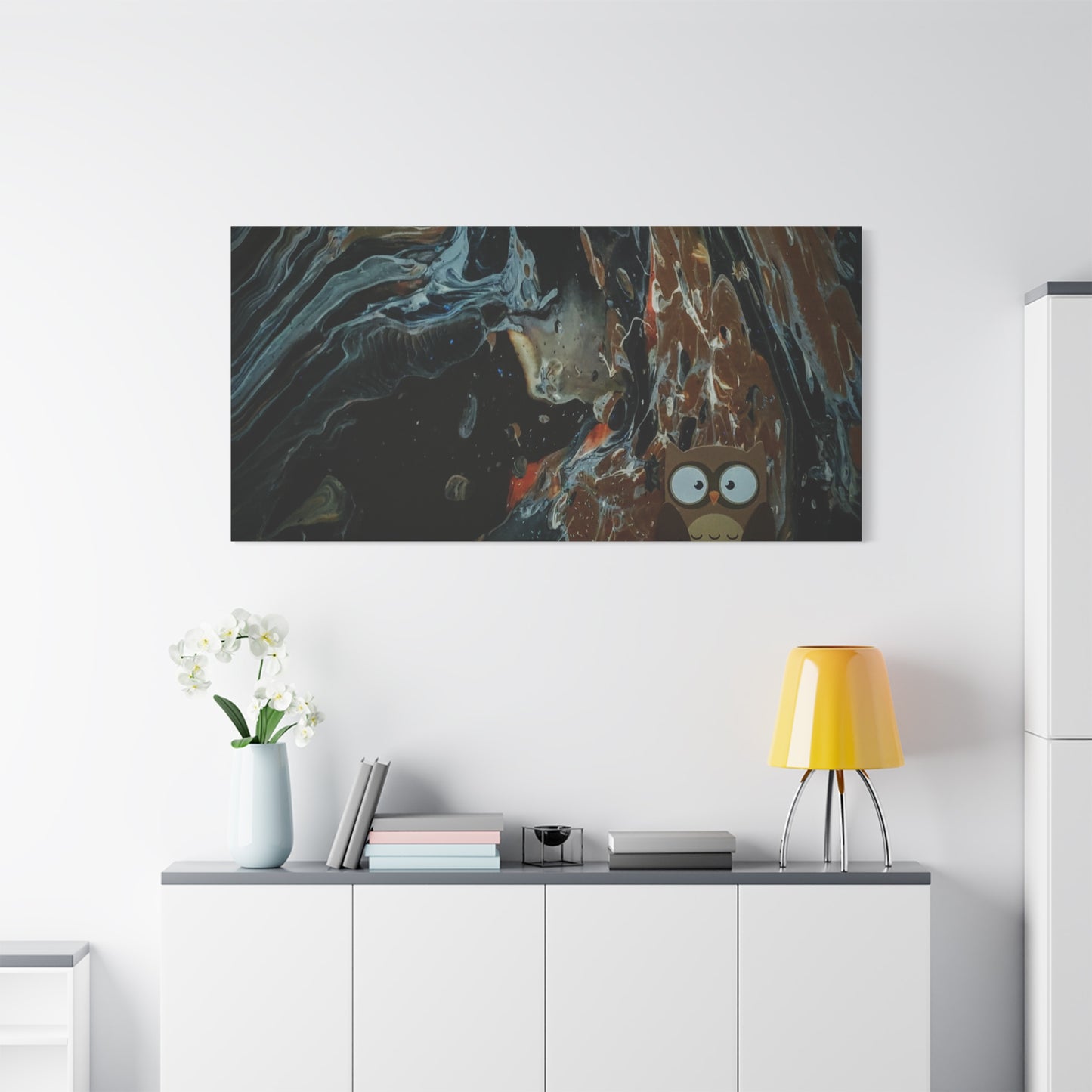 Abstract Swirl Owl Matte Canvas Print
