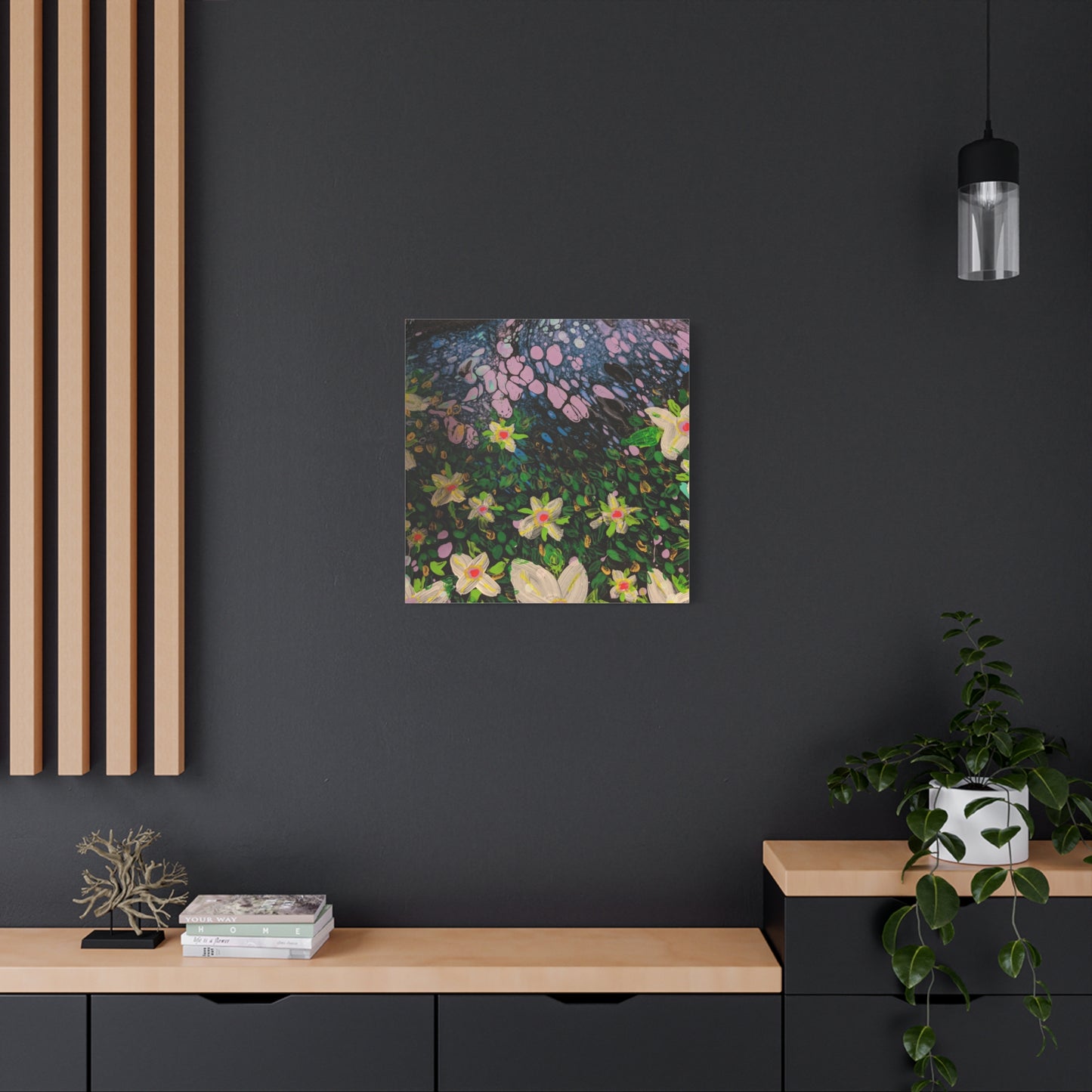 Floetrol&Flowers - Night Pour Garden Matte Canvas Print — Stretched Wall Art