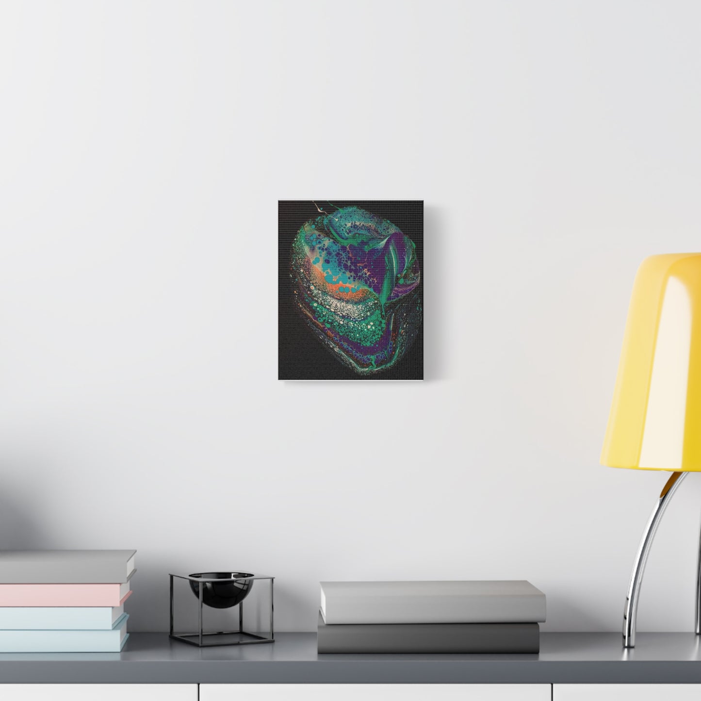 Abstract Fluid Art Canvas Print — Teal, Purple & Gold Swirl Matte Stretched Wall Art