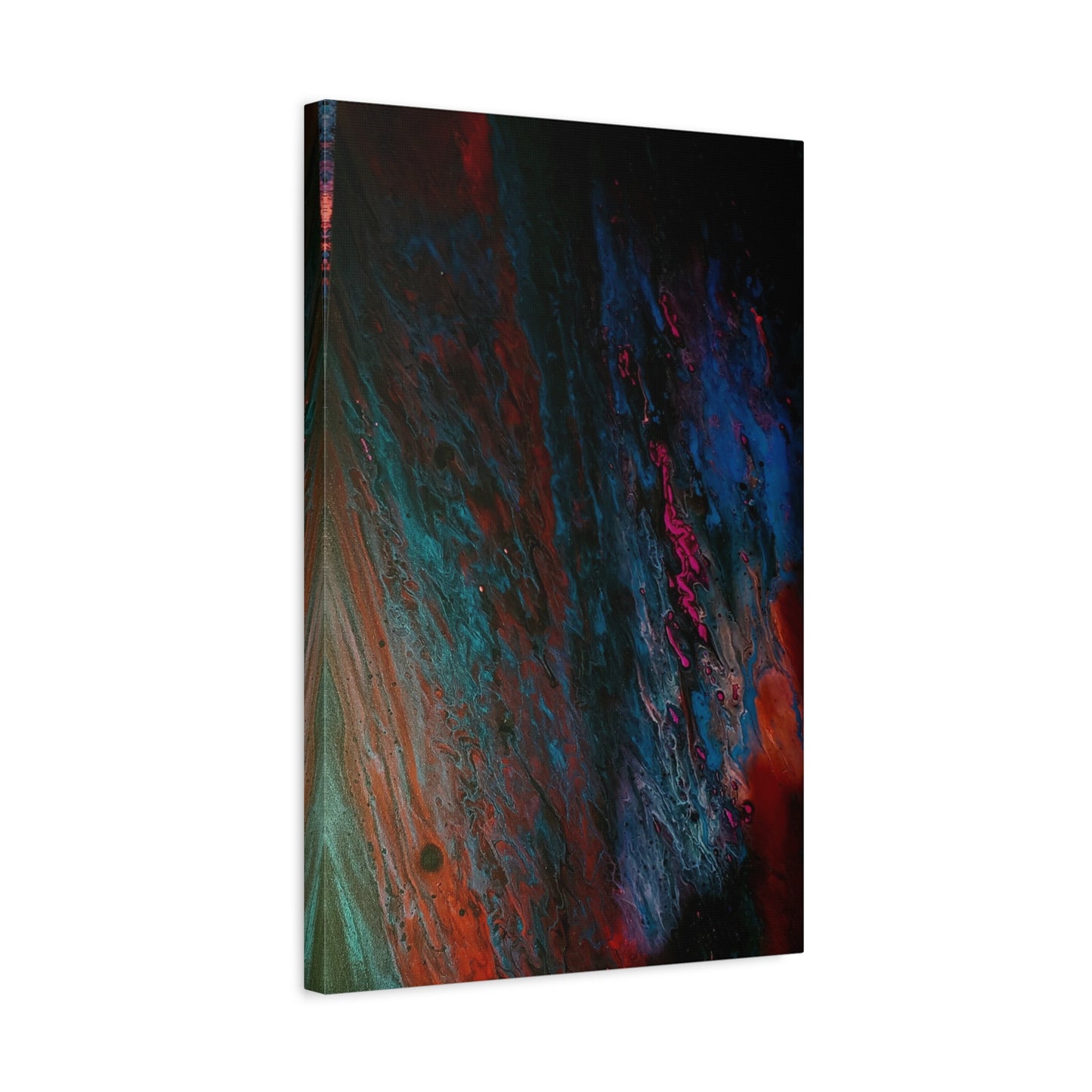 Abstract Fluid Art Canvas Wall Art - Jupiter pour — Vibrant Ocean Night Matte Stretched Canvas