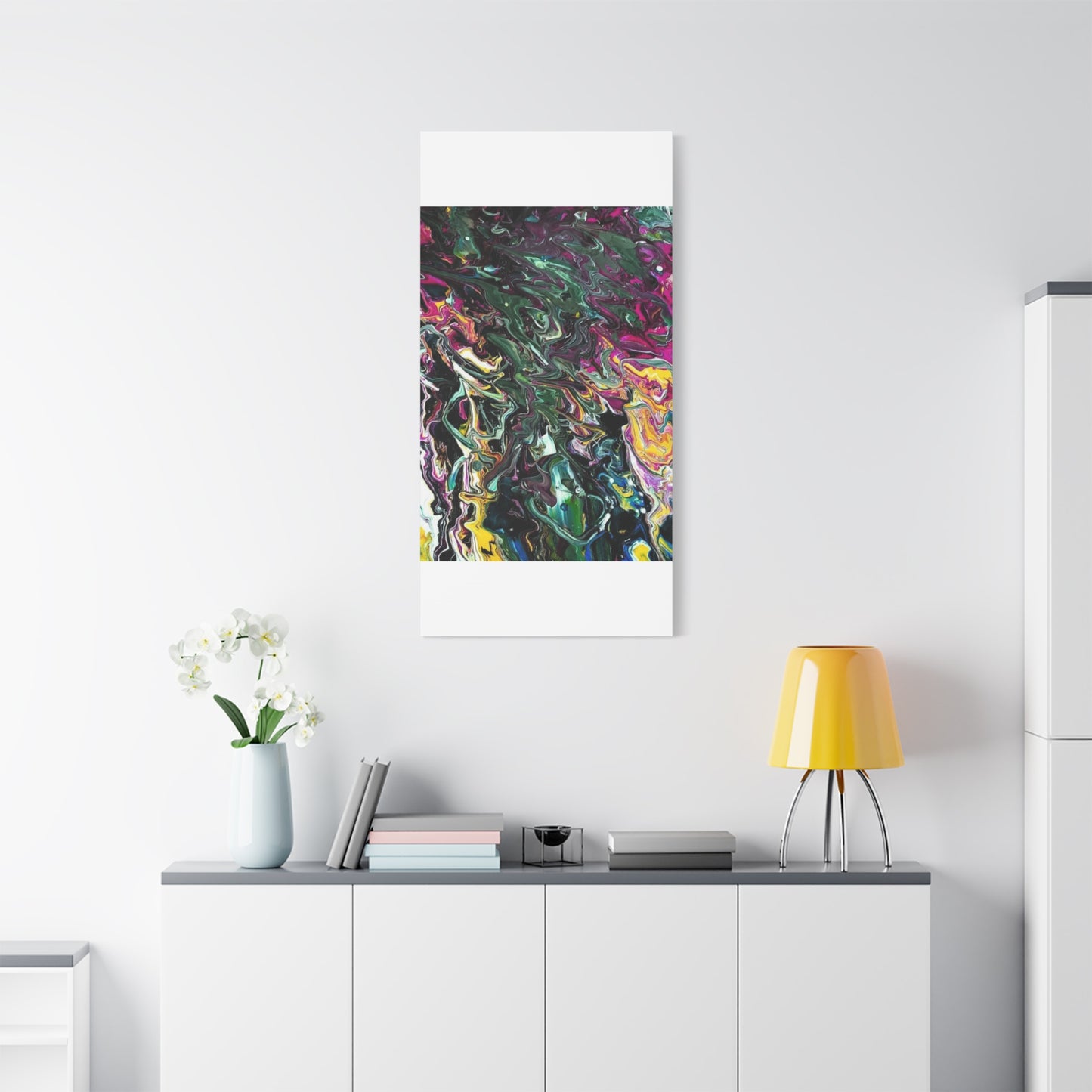 chaos in the garden - Abstract Fluid Art Matte Canvas Print - Colorful Swirl Wall Art
