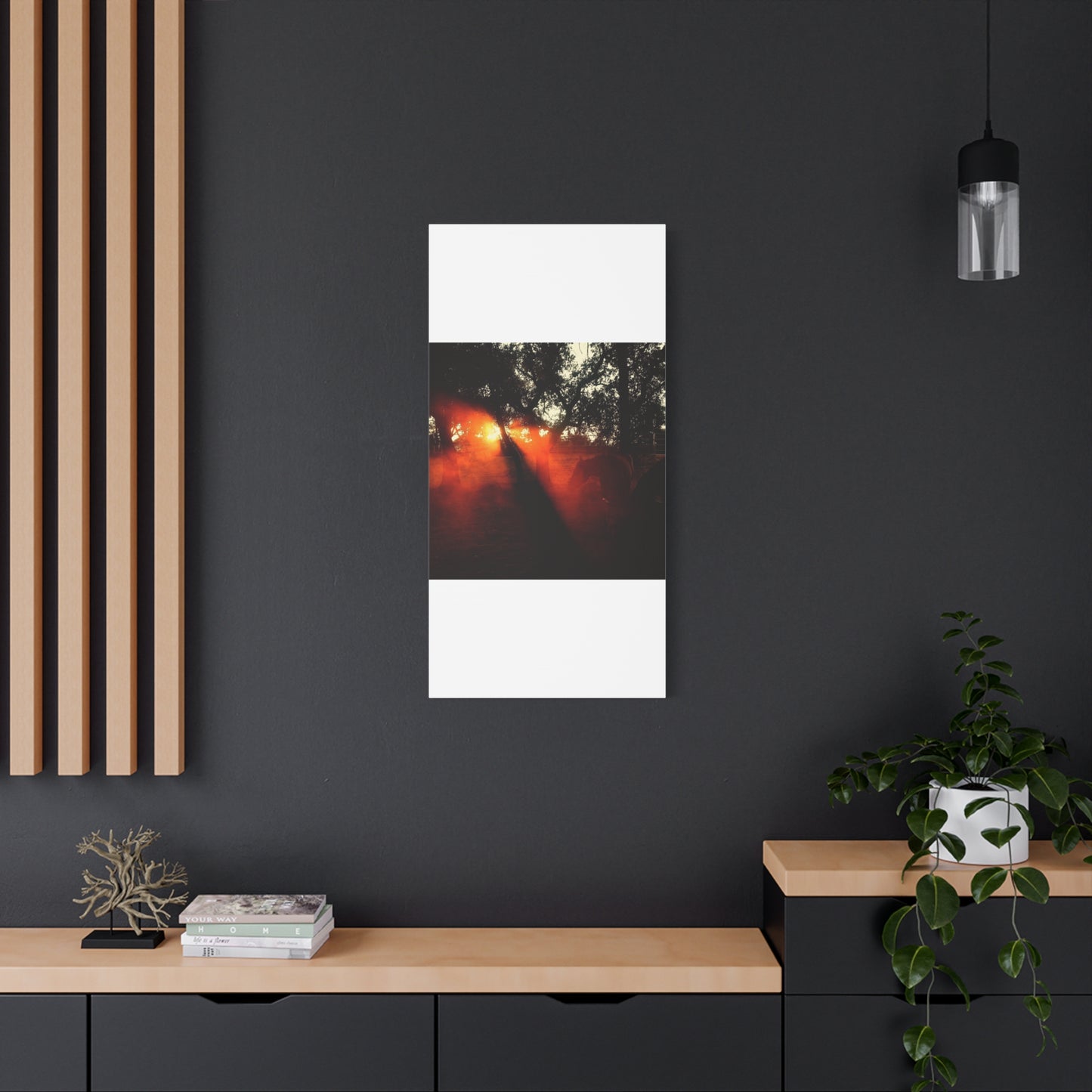 Sunset Forest Matte Canvas Wall Art — Dramatic Orange Light Photography
