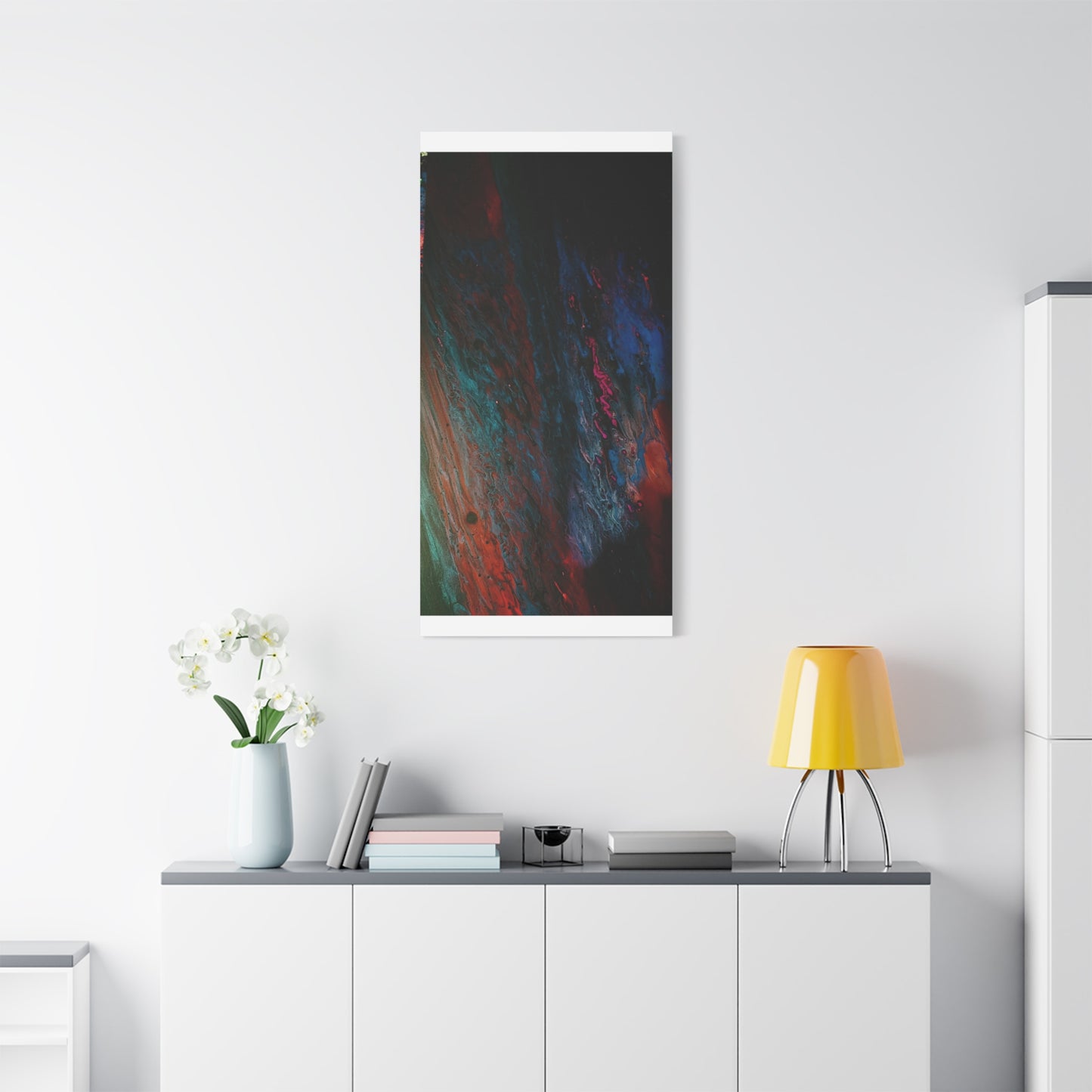 Abstract Fluid Art Canvas Wall Art - Jupiter pour — Vibrant Ocean Night Matte Stretched Canvas