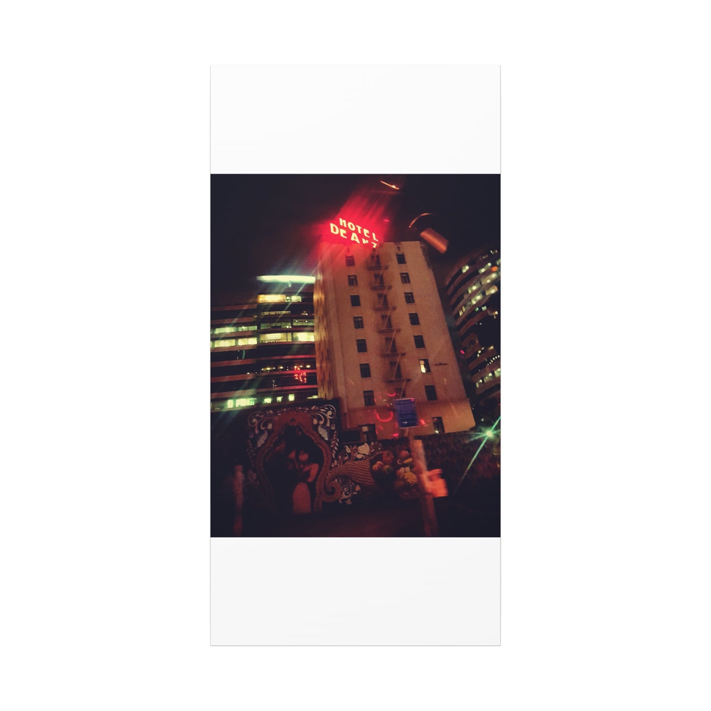 Hotel DeAnza - City Nightscape Canvas Print — Urban Street Art Building Matte Stretched 1.25"