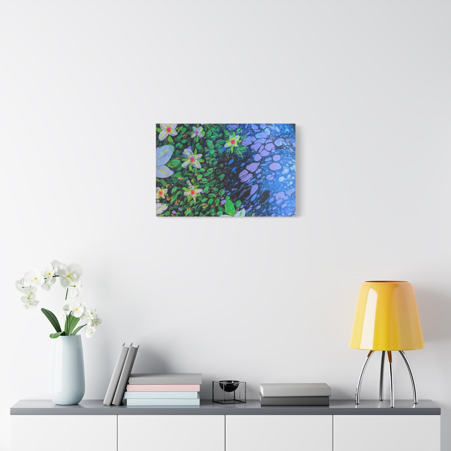 Floetrol&Flowers -  Reef Matte Canvas Wall Art — Blue & Green Abstract Flower Painting