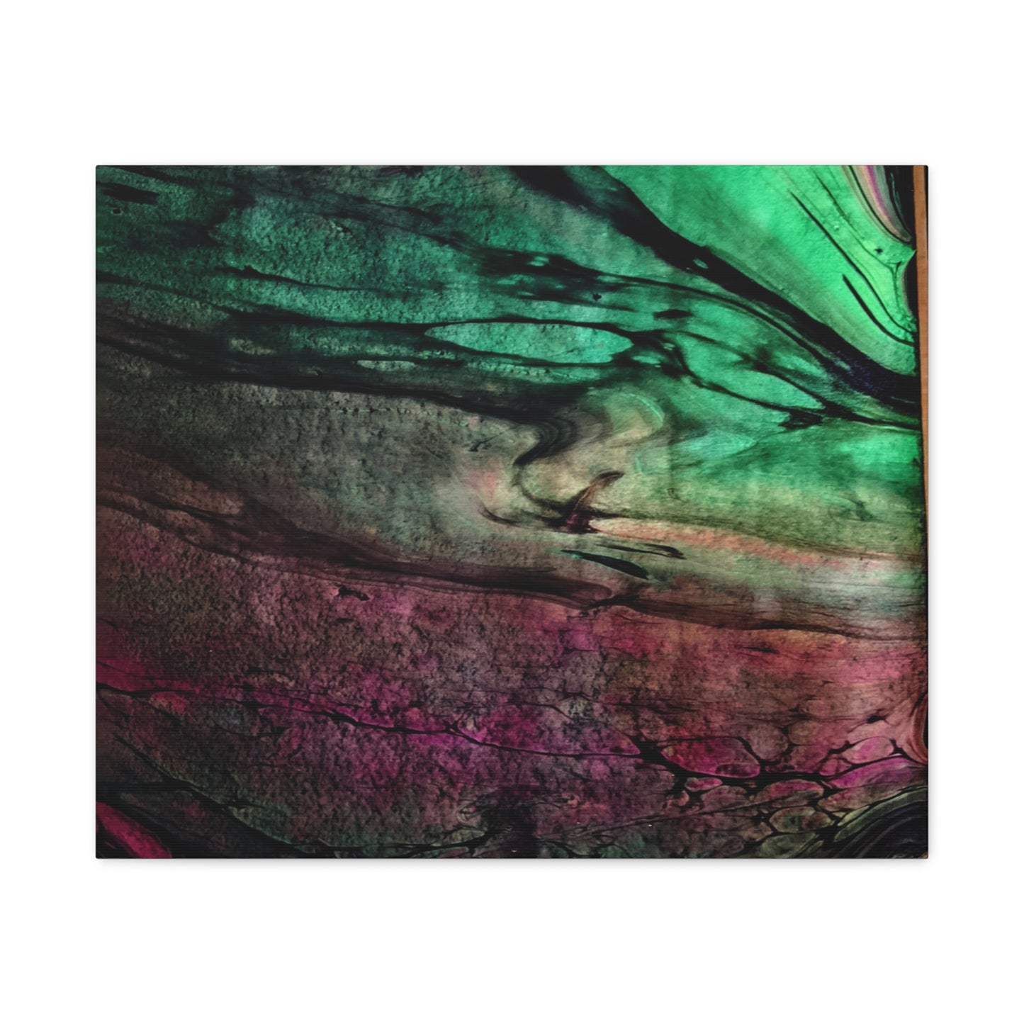 flame tempered pour - Abstract Teal & Magenta Canvas Wall Art — Matte Stretched 1.25"