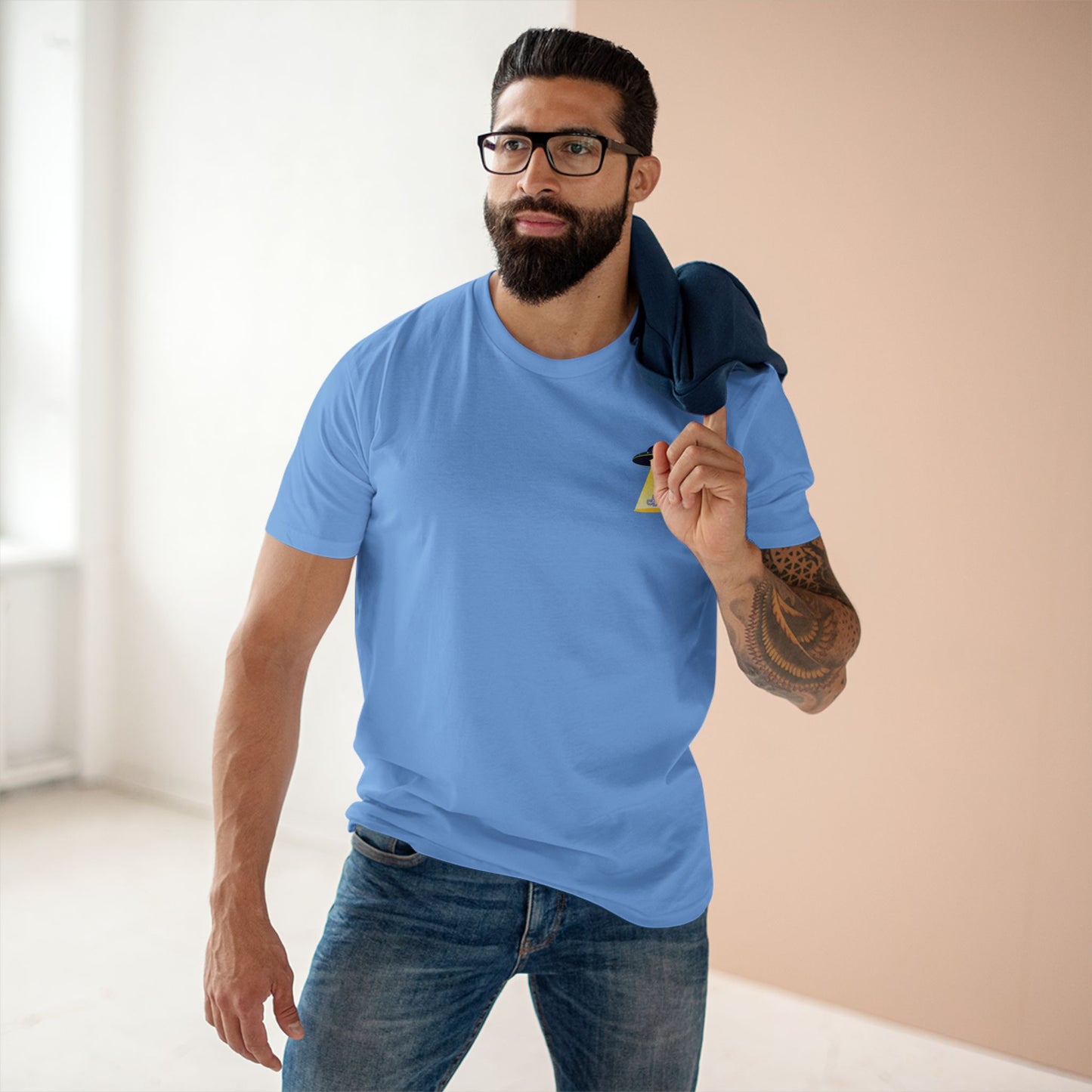 UFO Chest Pocket Tee — Retro Rocket Back Graphic Shirt