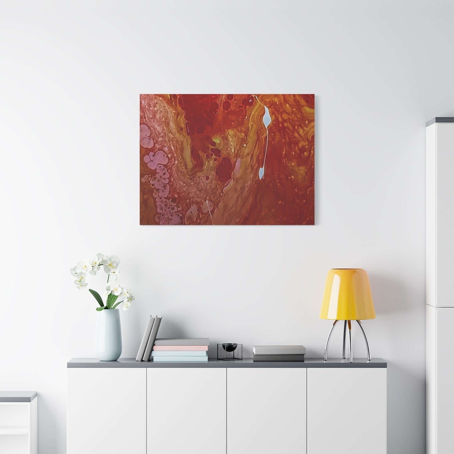 Abstract Red Fluid Art Canvas Print — Matte Stretched Wall Art