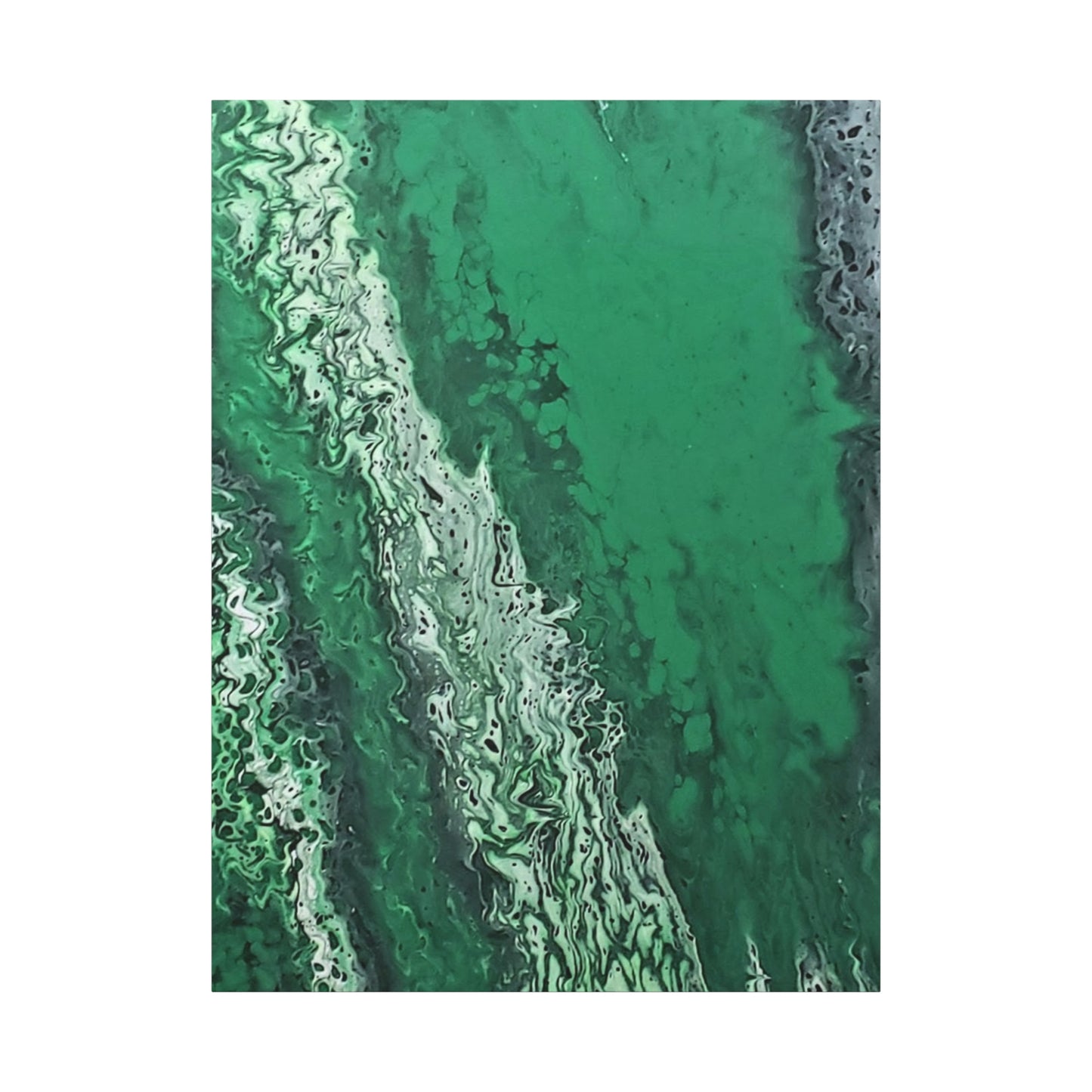 Emerald Wave Abstract Canvas Print — Matte Stretched Wall Art