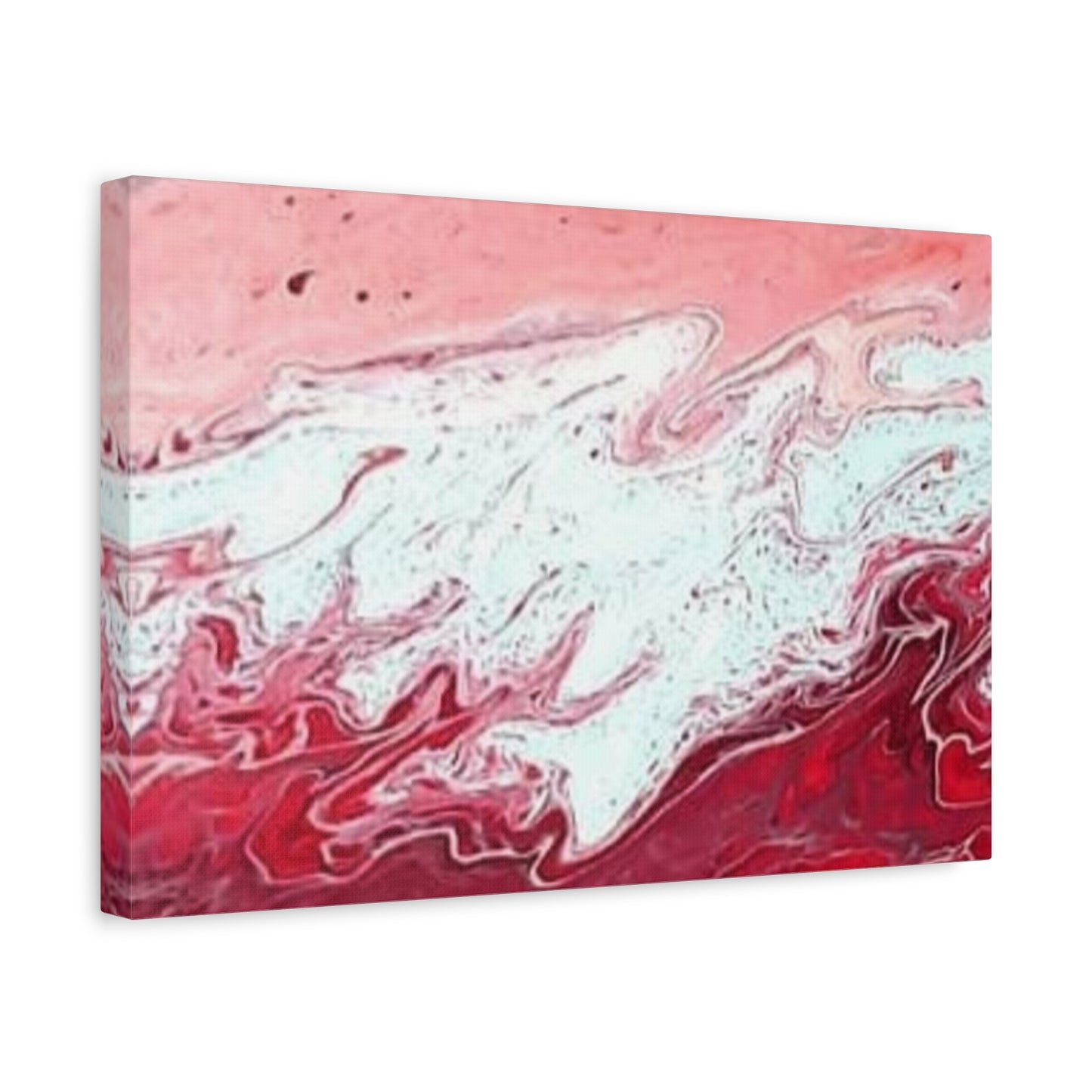 Abstract Pink & Red Fluid Art Canvas — Matte Stretched Wall Art