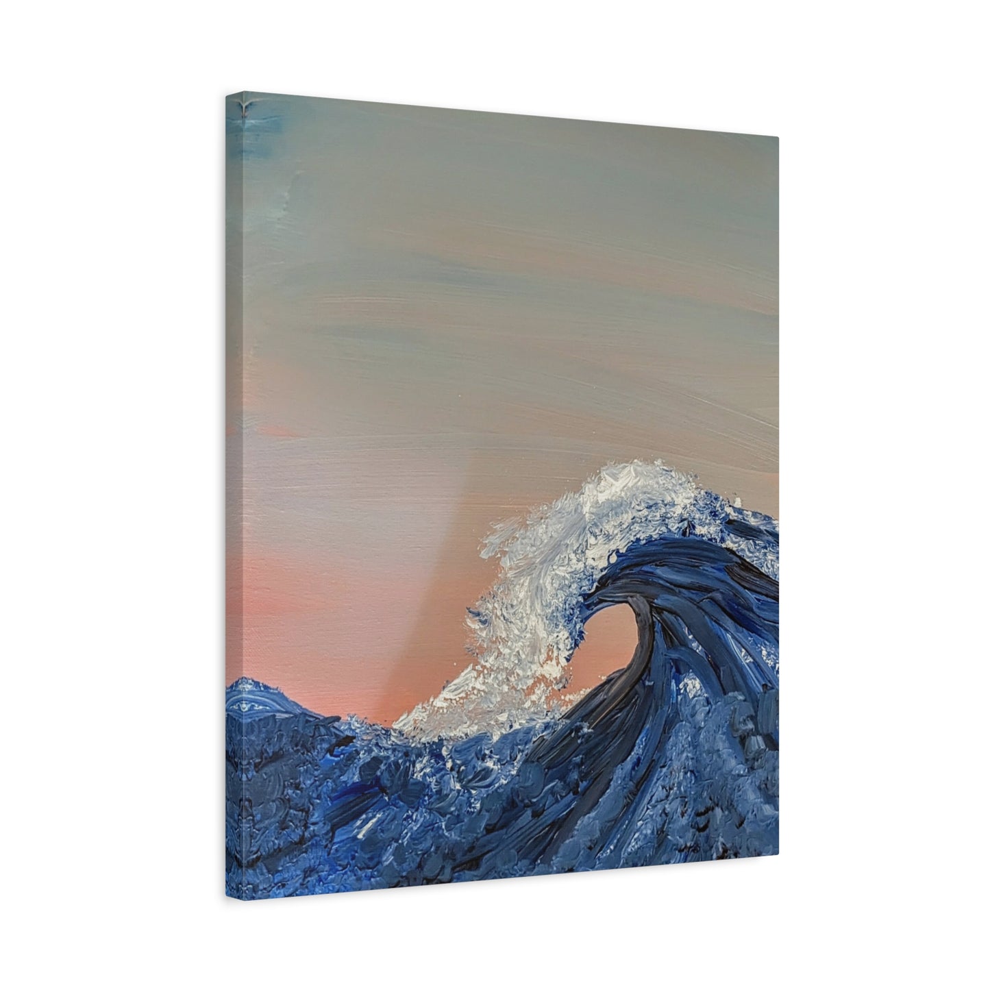 California_Coast - Ocean Wave Canvas Art — Blue Wave Seascape Matte Stretched Canvas