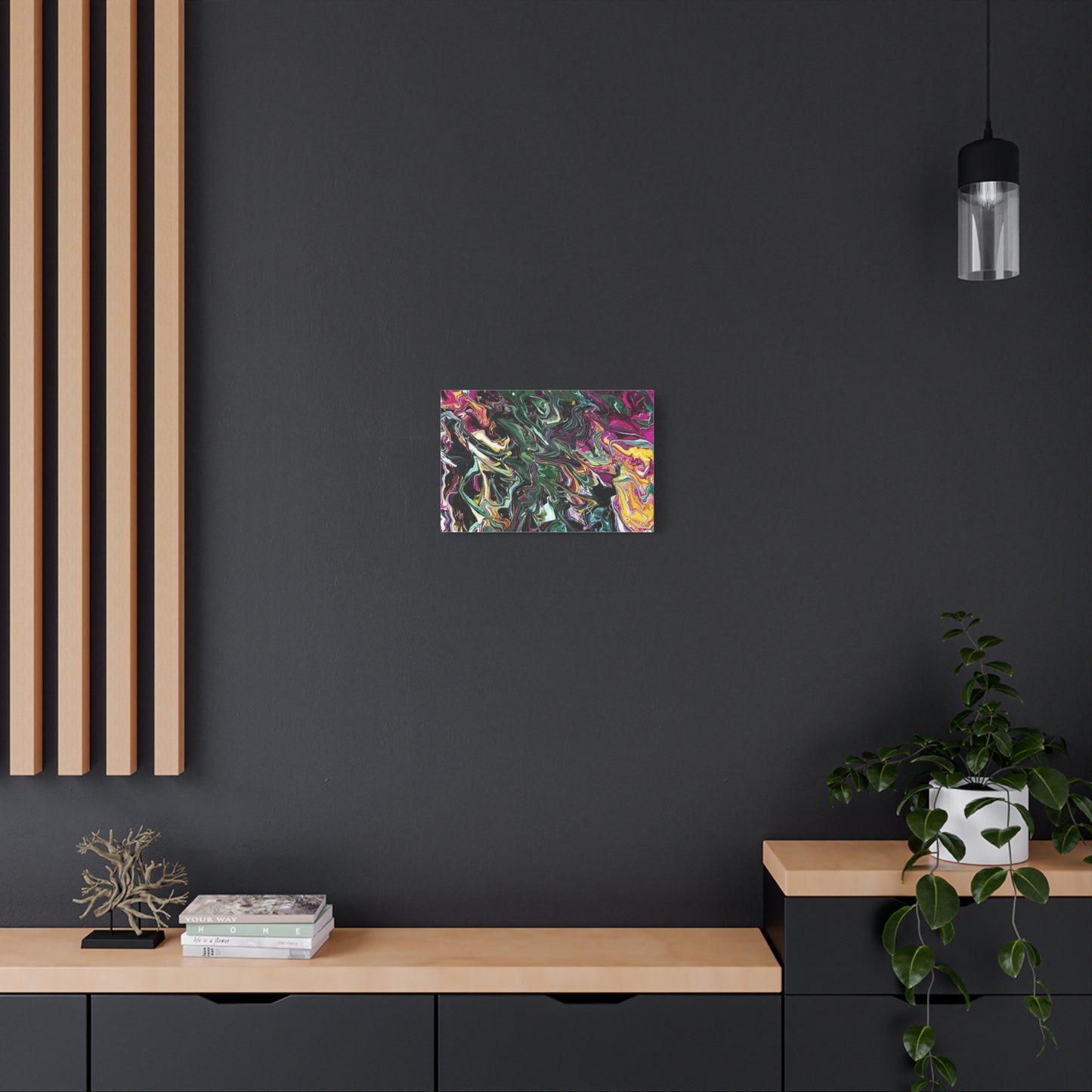 chaos in the garden - Abstract Fluid Art Matte Canvas Print - Colorful Swirl Wall Art