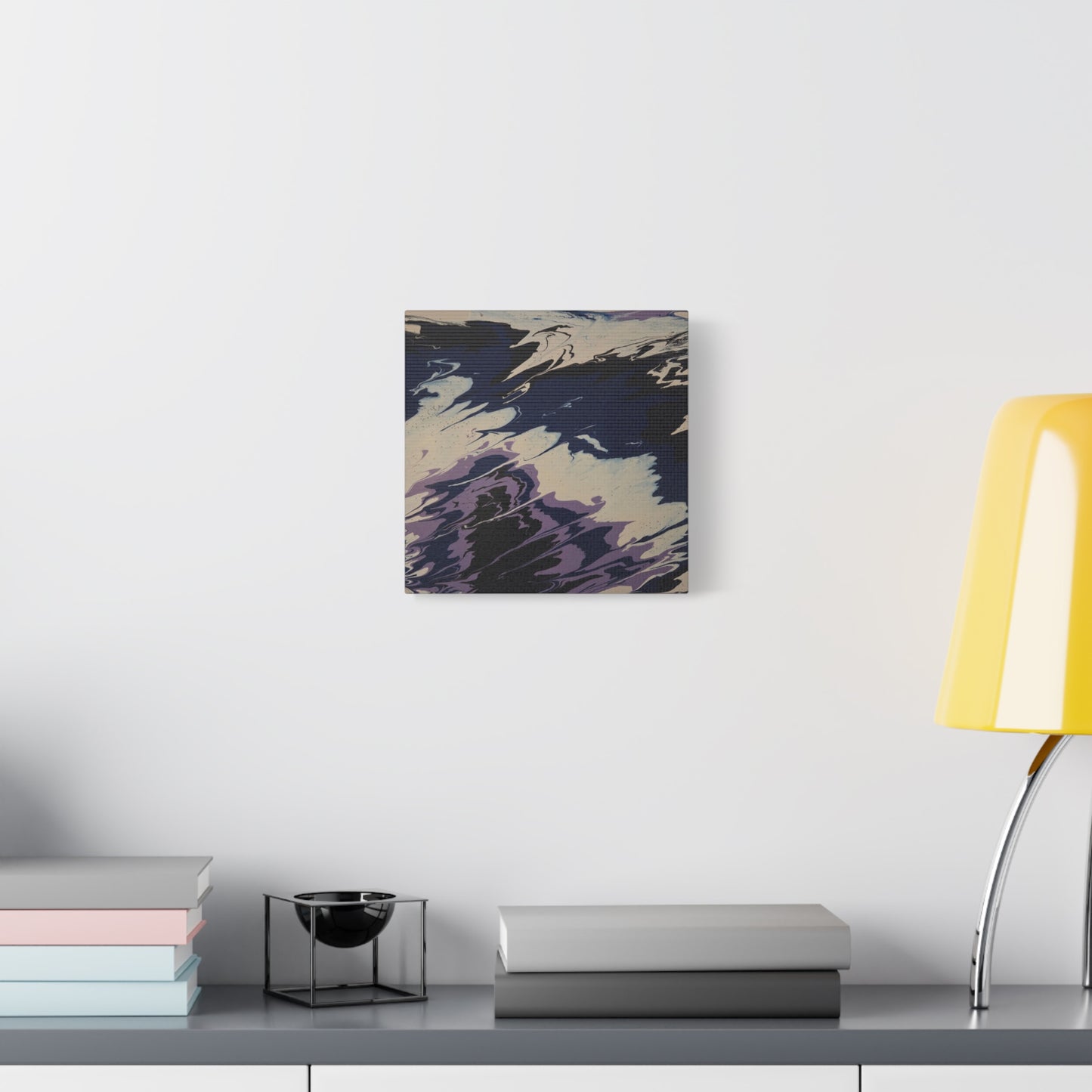 Abstract Navy & Lavender Wave Matte Stretched Canvas (1.25")