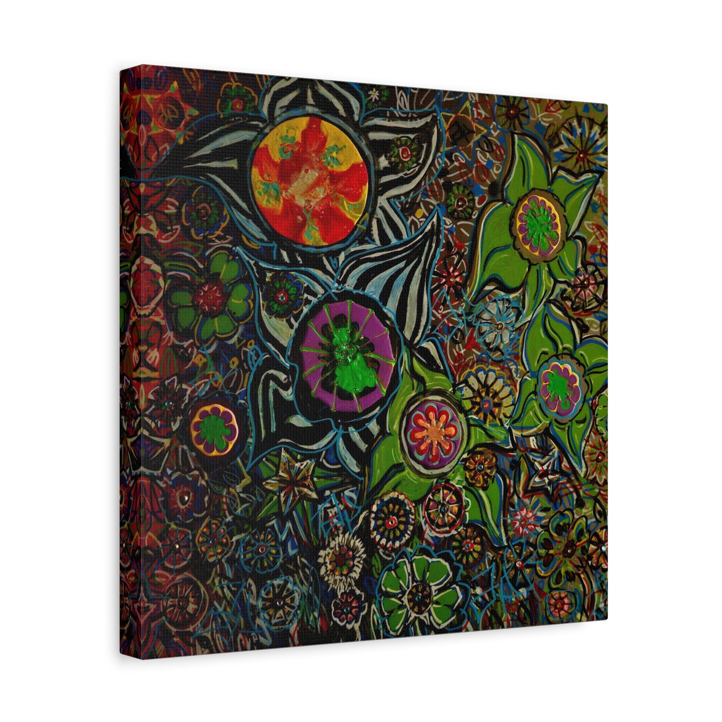 Urban_gardening-03 - Psychedelic Floral Canvas Print — Vibrant Abstract Garden Wall Art