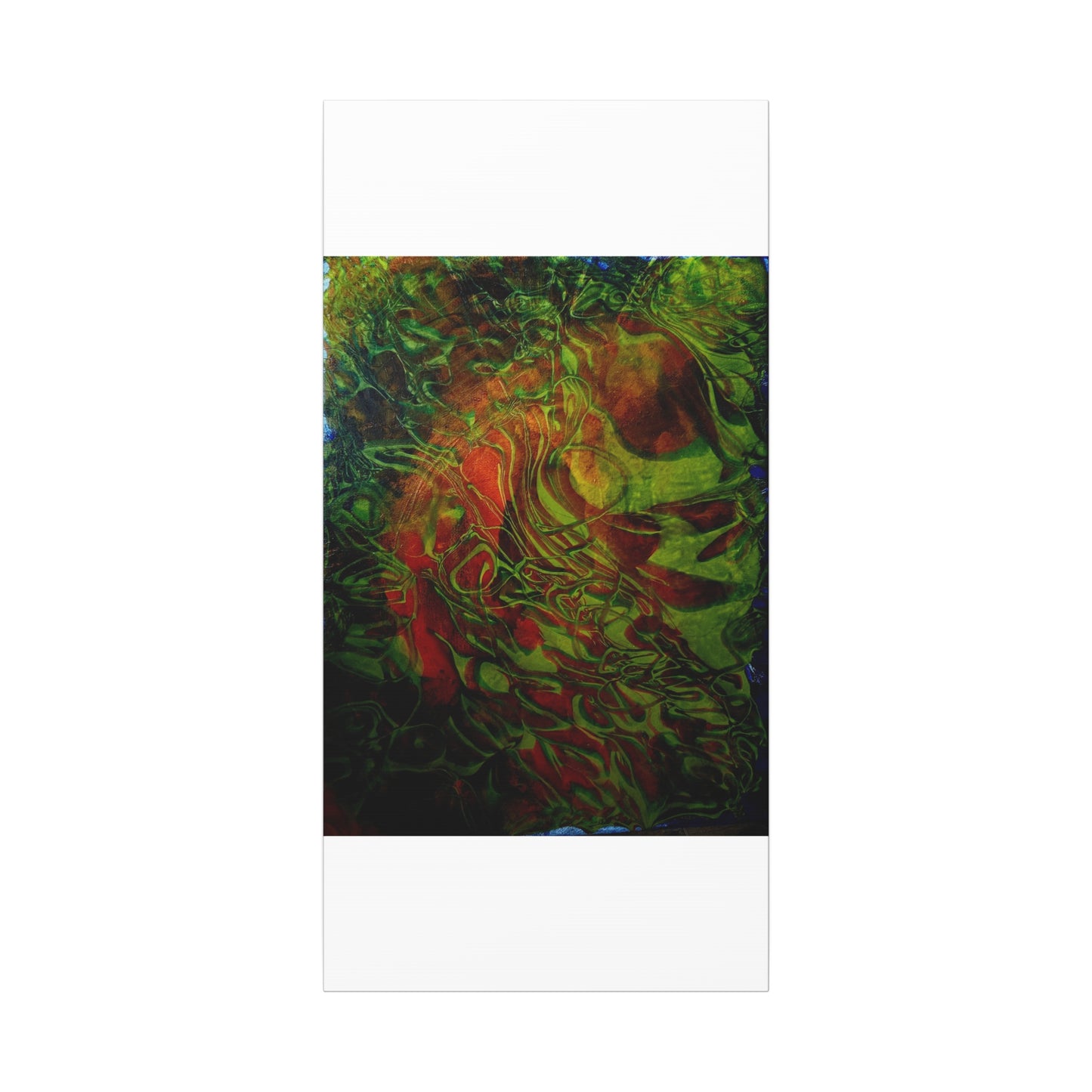 Abstract Green & Red Fluid Art Canvas Print