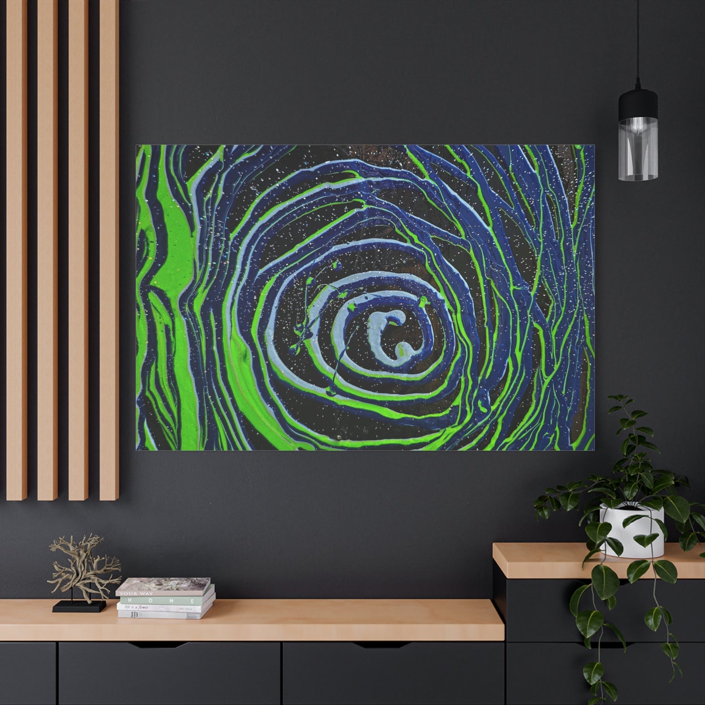 Abstract Green Swirl Matte Canvas Art — Stretched 1.25" Wall Décor