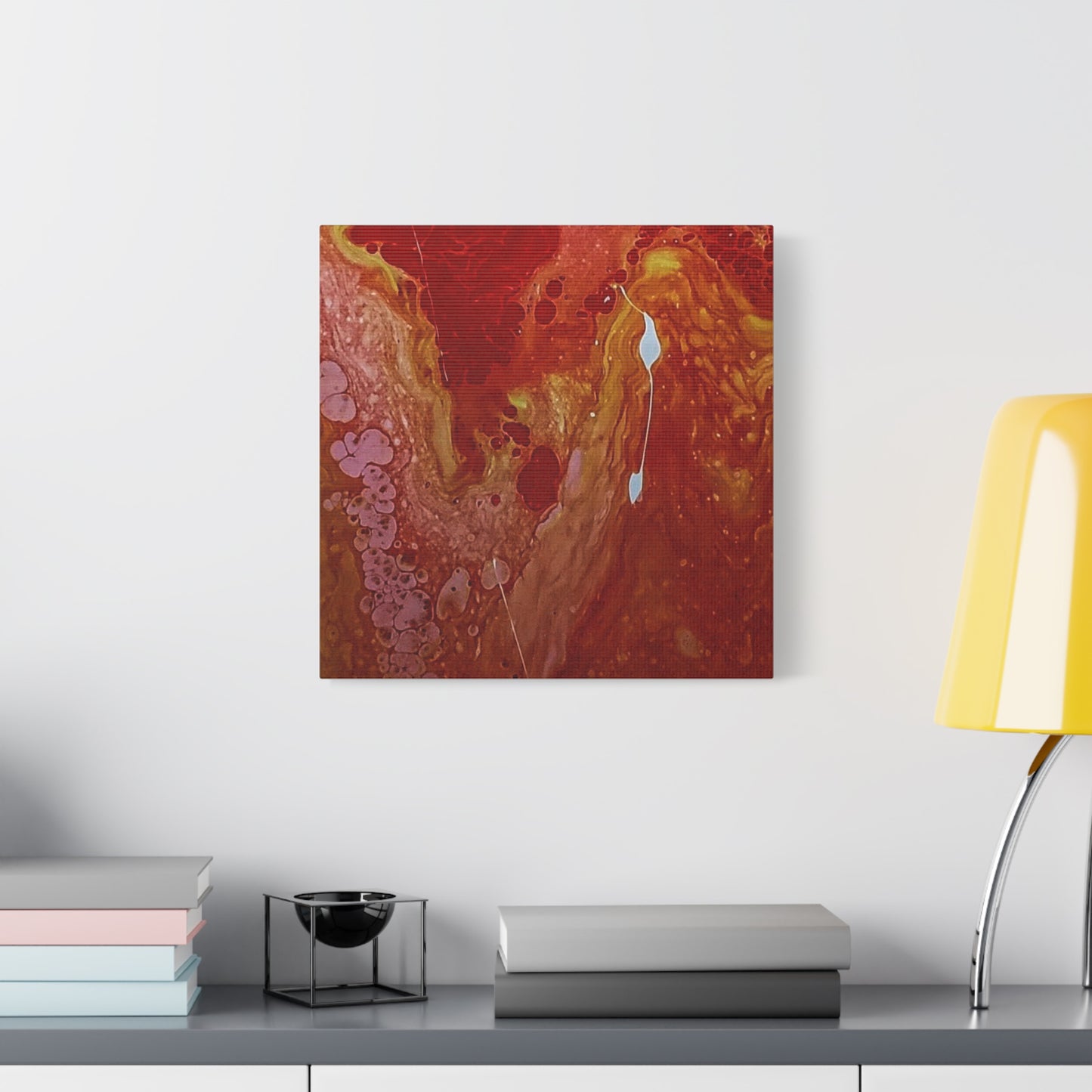 Abstract Red Fluid Art Canvas Print — Matte Stretched Wall Art