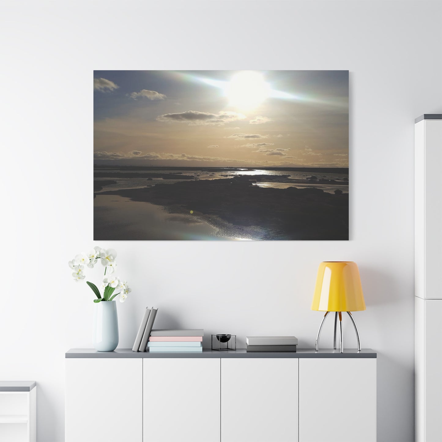 Sunlit Coastal Reflection (don edwards preserve)Canvas Print — Matte Stretched Wall Art