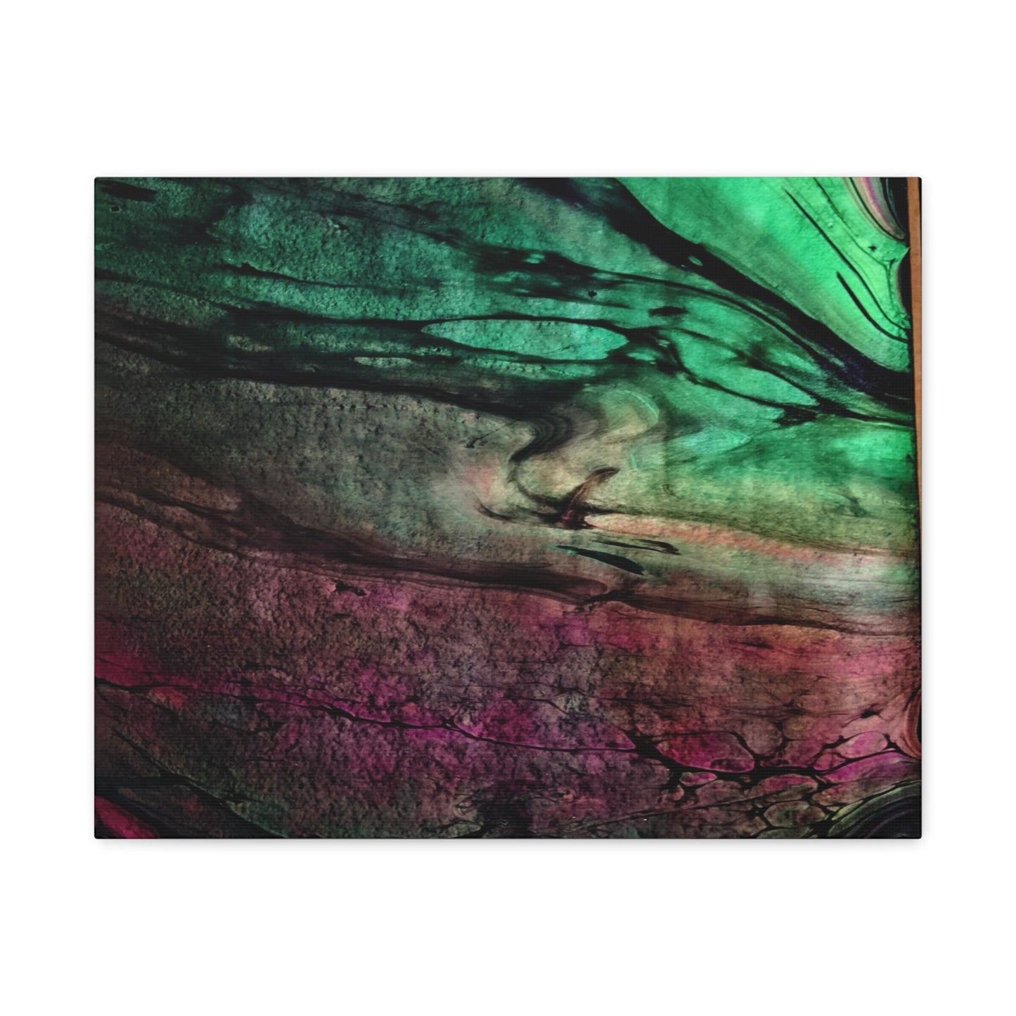 flame tempered pour - Abstract Teal & Magenta Canvas Wall Art — Matte Stretched 1.25"
