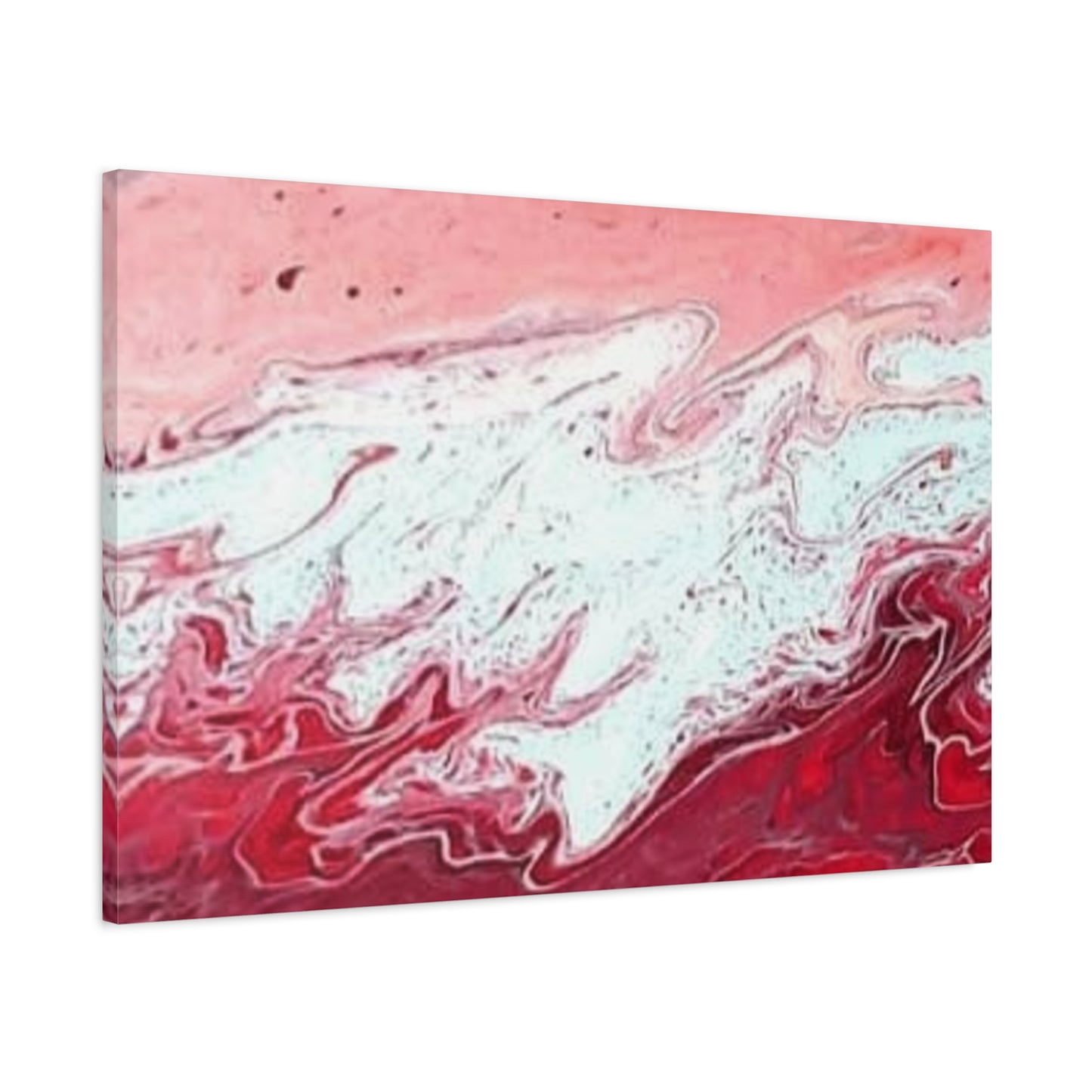 Abstract Pink & Red Fluid Art Canvas — Matte Stretched Wall Art