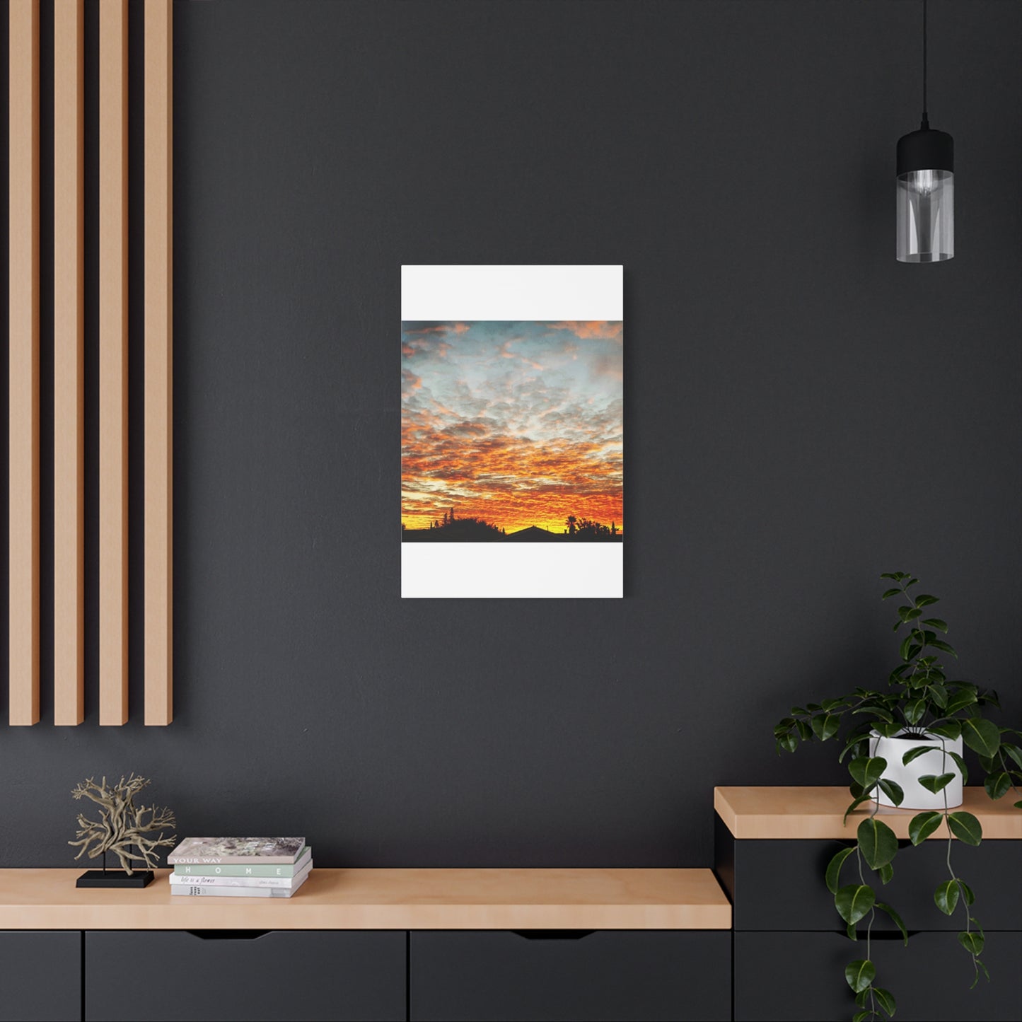 Sunset Sky Canvas Print — Orange Cloudscape Matte Stretched Wall Art