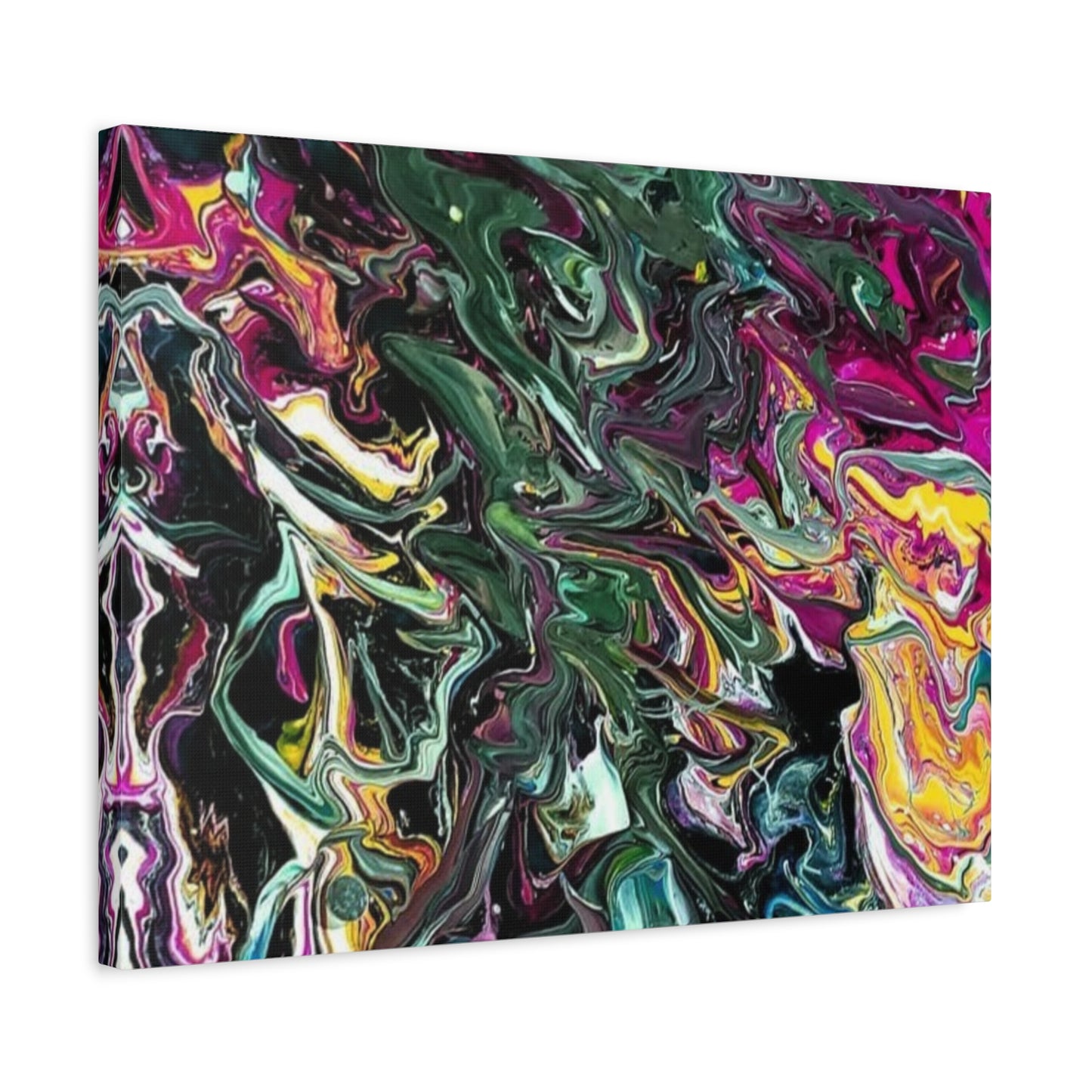 chaos in the garden - Abstract Fluid Art Matte Canvas Print - Colorful Swirl Wall Art