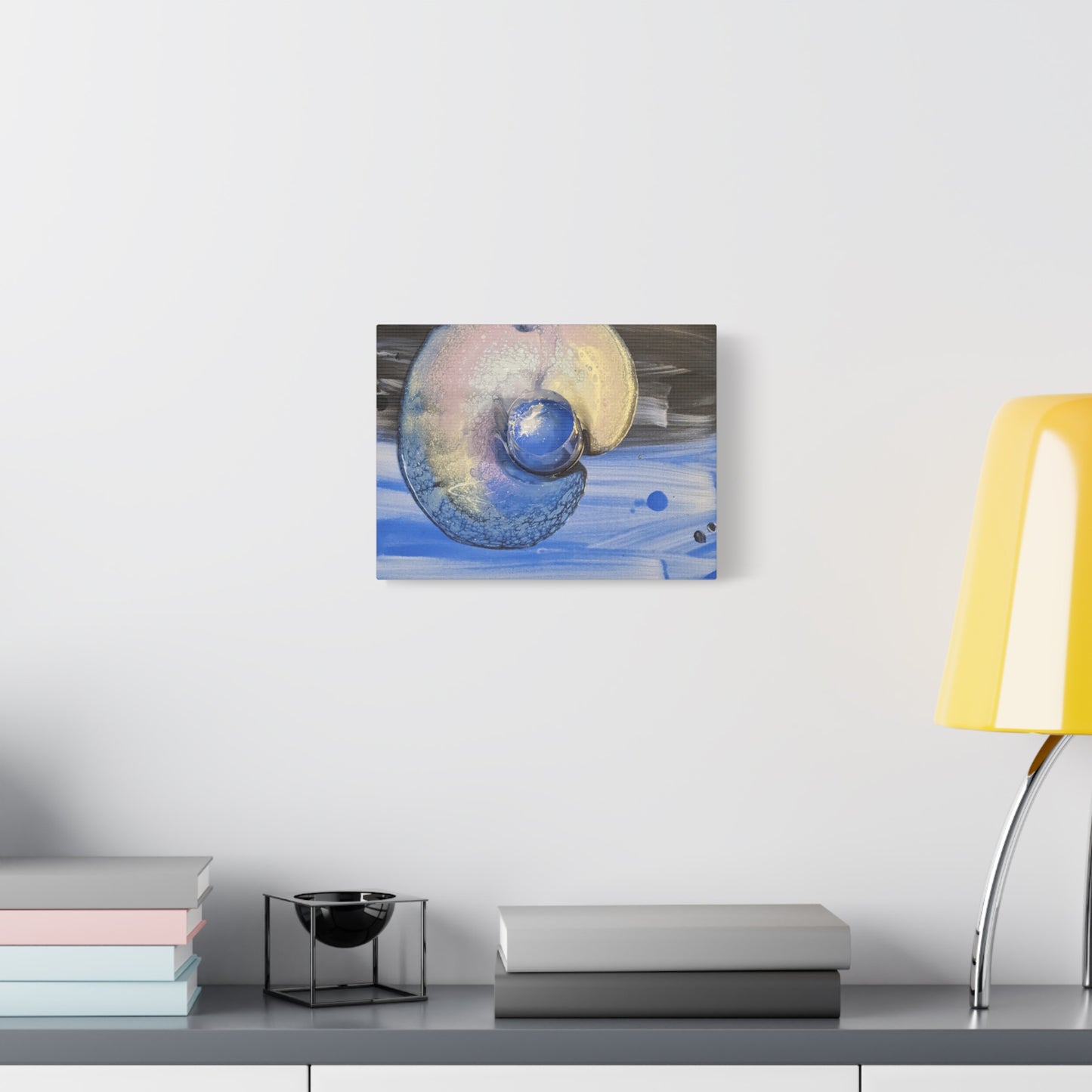 the nautilus - Abstract Blue Spiral Matte Canvas Art - Nautical Coastal Wall Decor