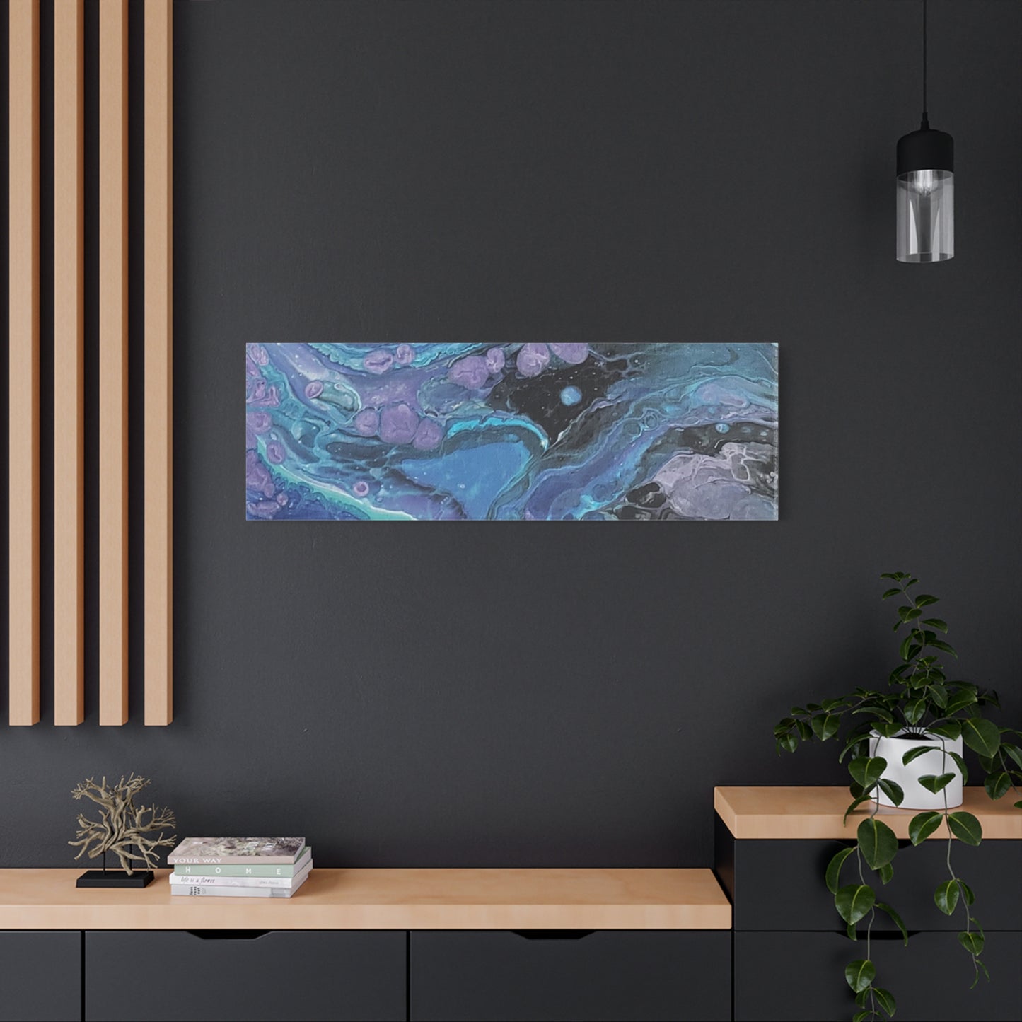 Abstract Ocean Wave Matte Canvas Print — Blue & Purple Fluid Art, Stretched 1.25"