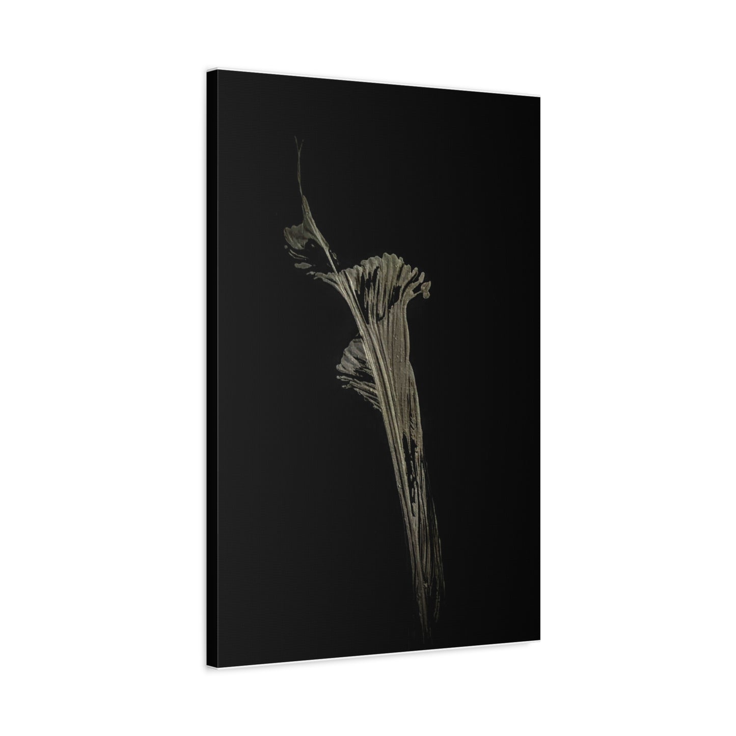 Calla Lilly - Minimalist Botanical Canvas Print — Monochrome Flower Art on Black Matte