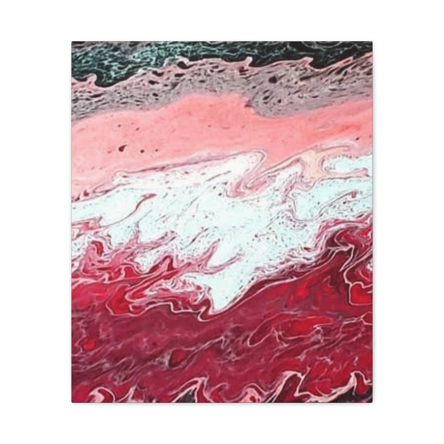 Abstract Pink & Red Fluid Art Canvas — Matte Stretched Wall Art