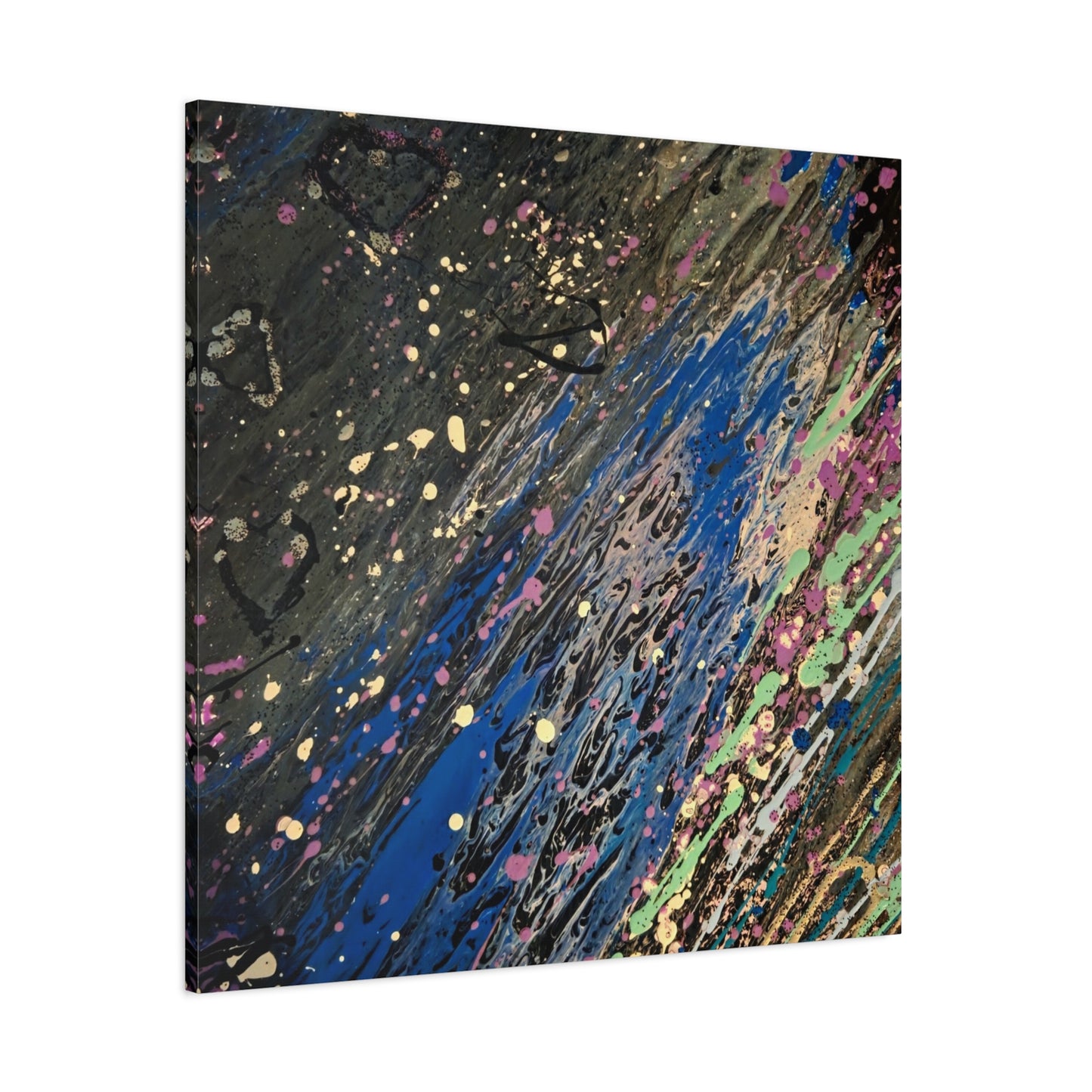 Abstract Splatter Matte Canvas Print — Colorful Fluid Art Wall Decor, Stretched 1.25"