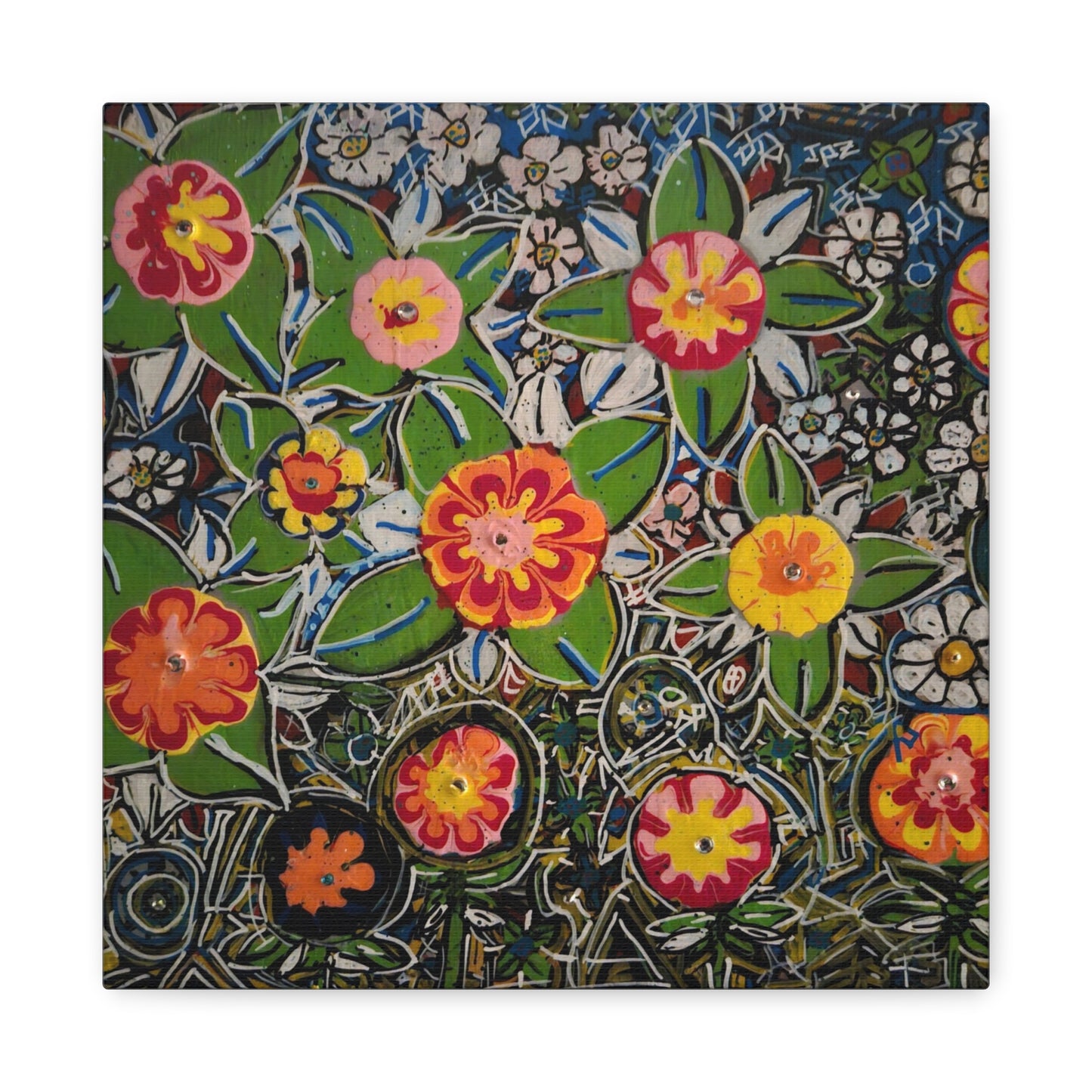 Urban_gardening-04 - Floral Pop Matte Stretched Canvas – Colorful Hand-Painted Garden Wall Art