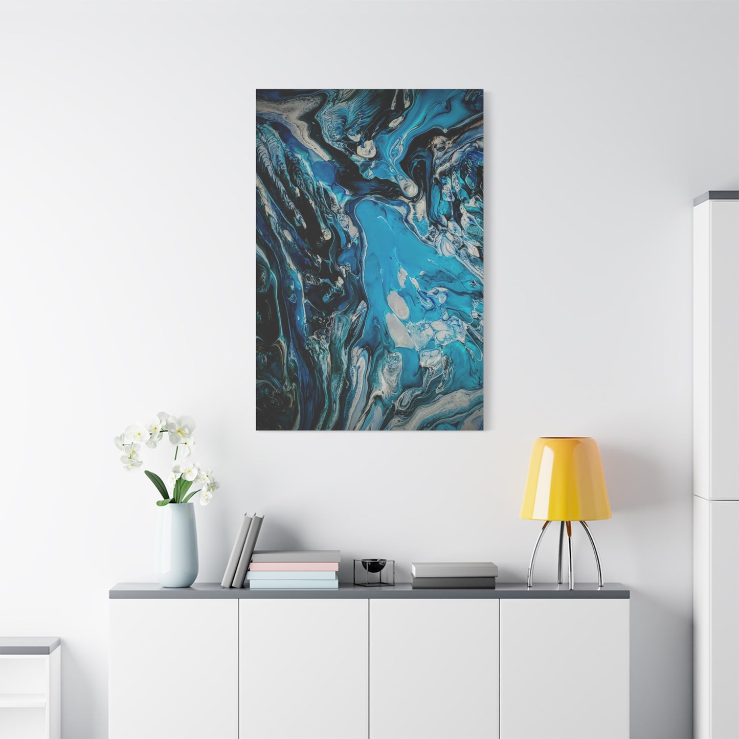 Blue Ocean Abstract Matte Canvas Print — Stretched Wall Art