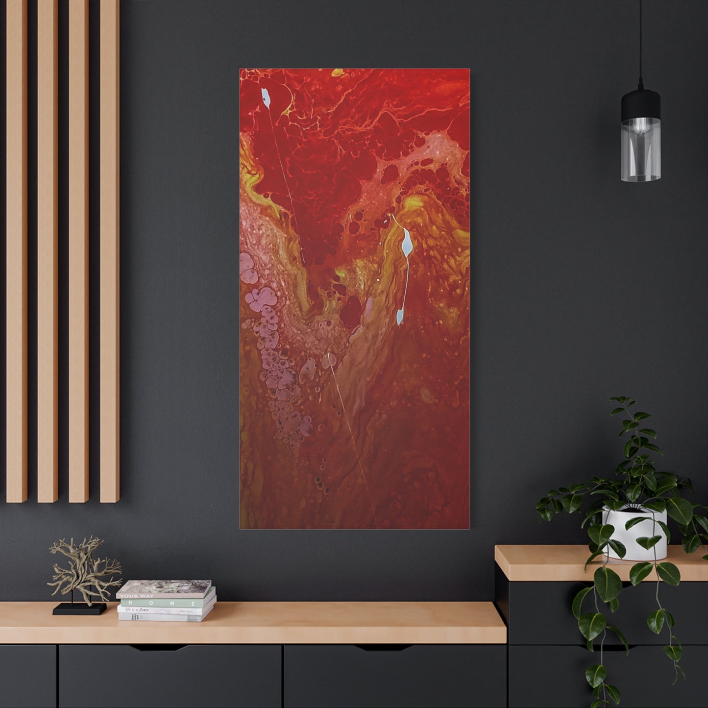 Abstract Red Fluid Art Canvas Print — Matte Stretched Wall Art