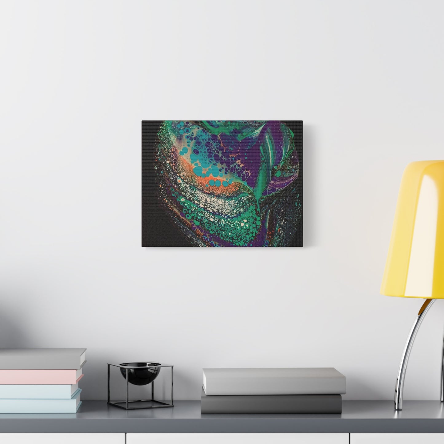 Abstract Fluid Art Canvas Print — Teal, Purple & Gold Swirl Matte Stretched Wall Art