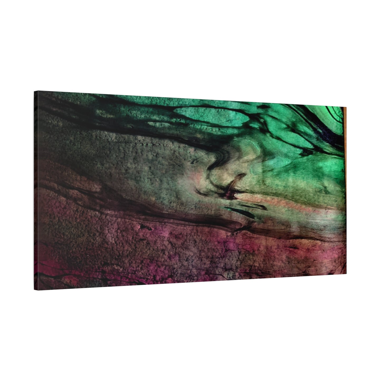 flame tempered pour - Abstract Teal & Magenta Canvas Wall Art — Matte Stretched 1.25"