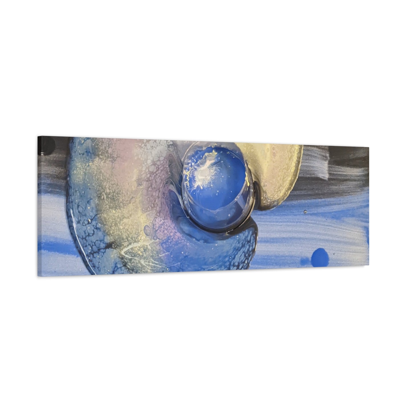 the nautilus - Abstract Blue Spiral Matte Canvas Art - Nautical Coastal Wall Decor