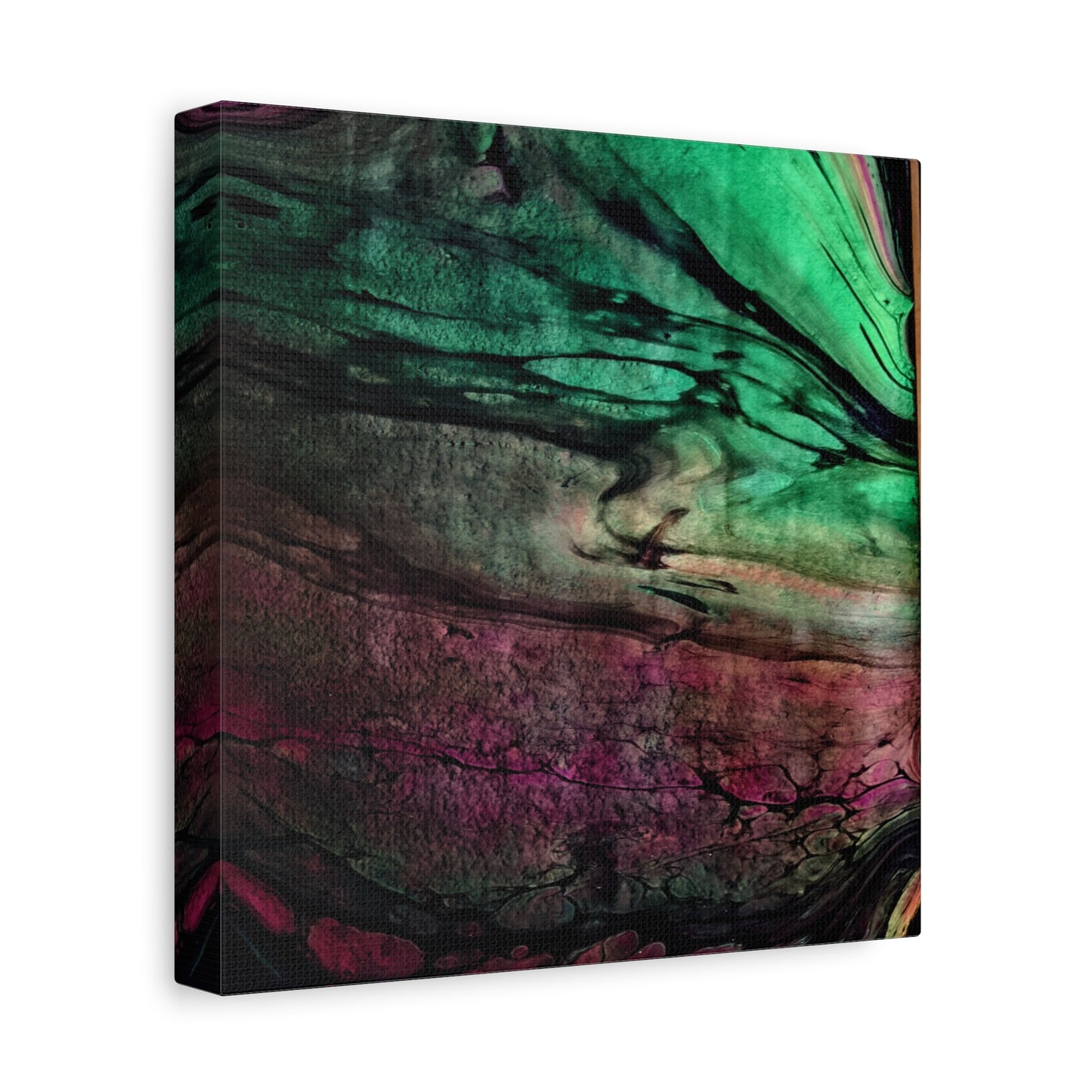 flame tempered pour - Abstract Teal & Magenta Canvas Wall Art — Matte Stretched 1.25"