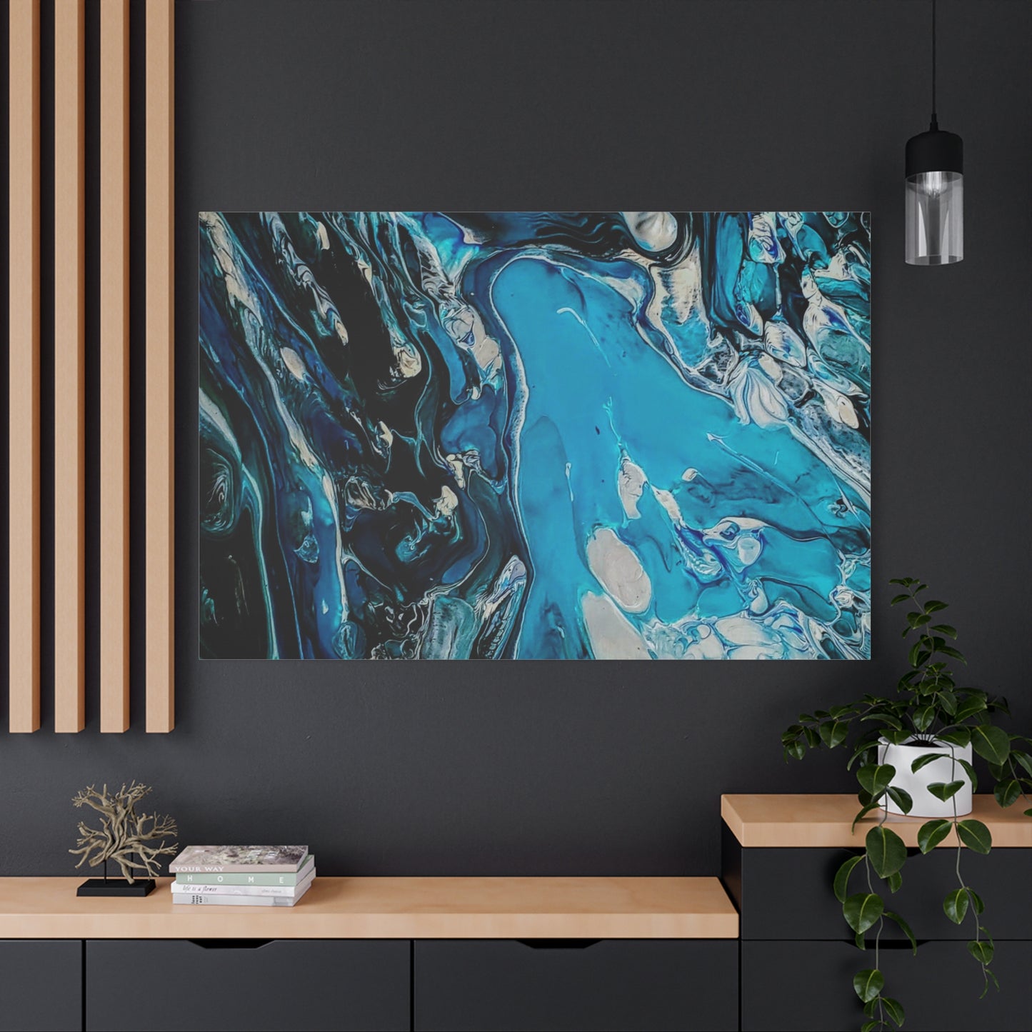 Blue Ocean Abstract Matte Canvas Print — Stretched Wall Art