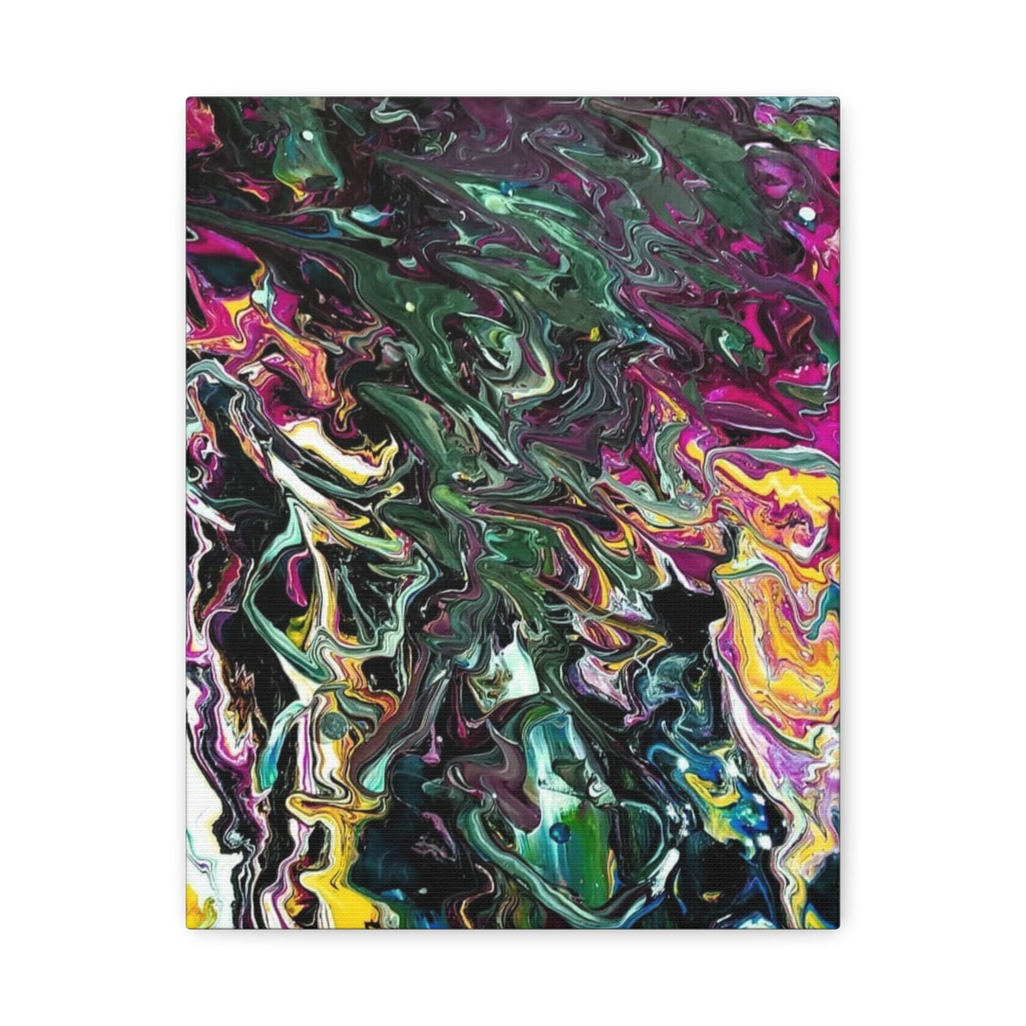 chaos in the garden - Abstract Fluid Art Matte Canvas Print - Colorful Swirl Wall Art