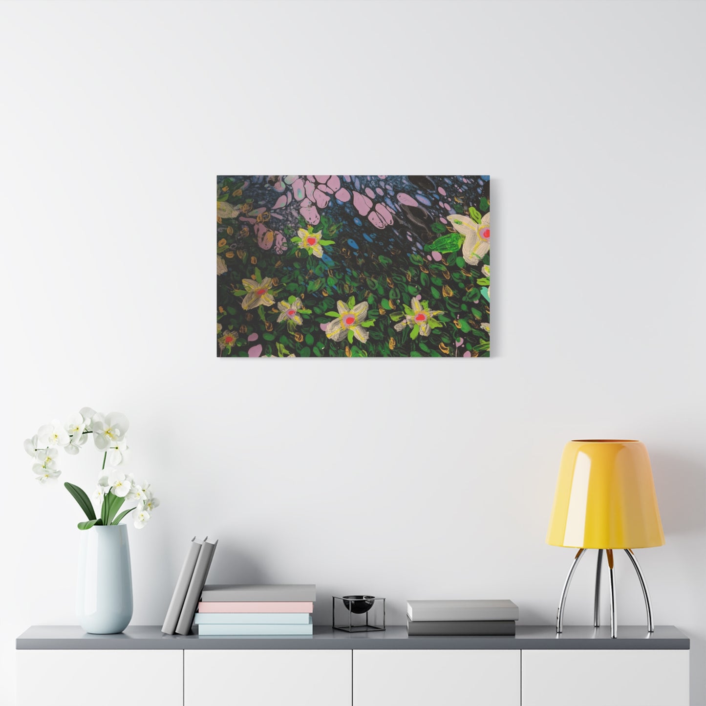 Floetrol&Flowers - Night Pour Garden Matte Canvas Print — Stretched Wall Art