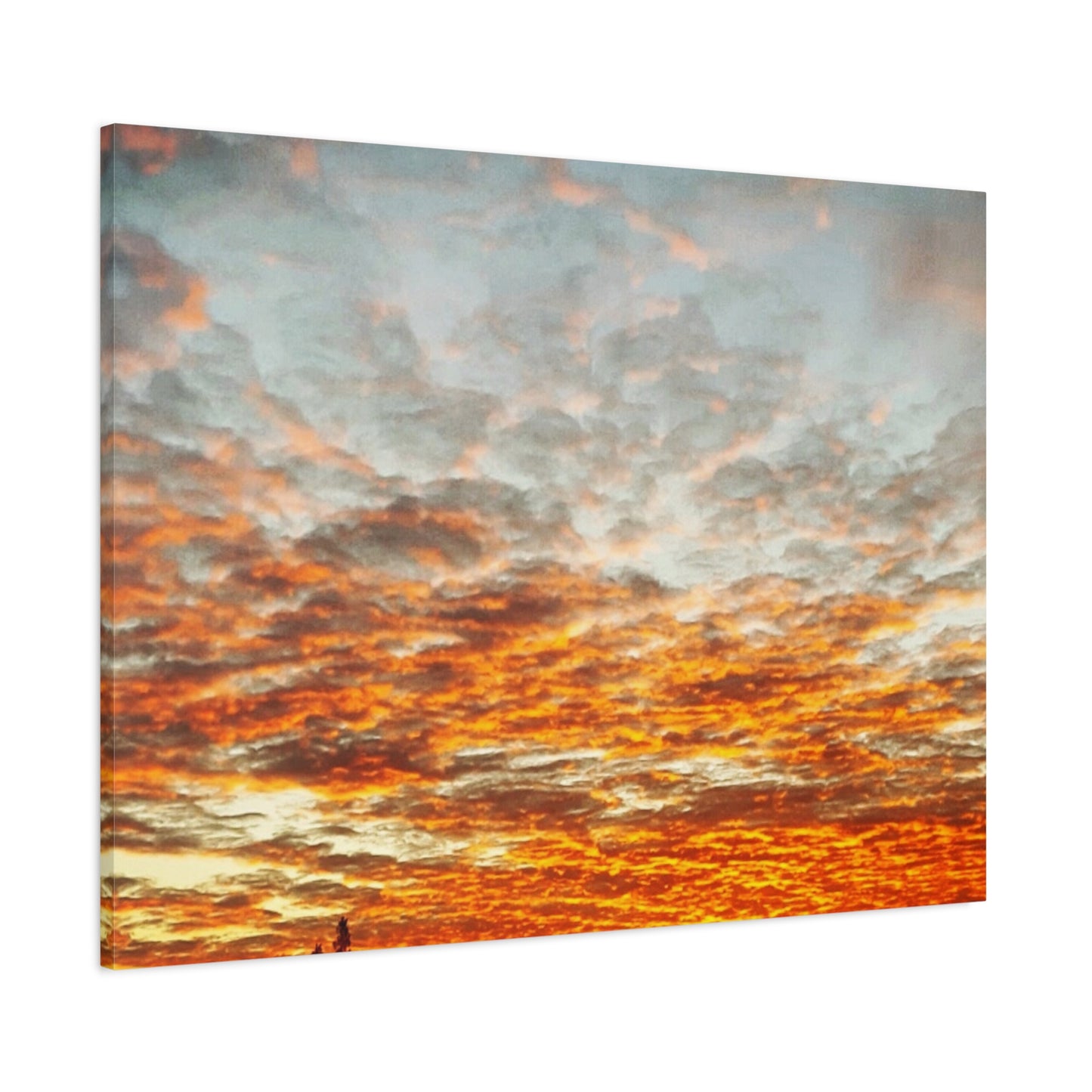 Sunset Sky Canvas Print — Orange Cloudscape Matte Stretched Wall Art