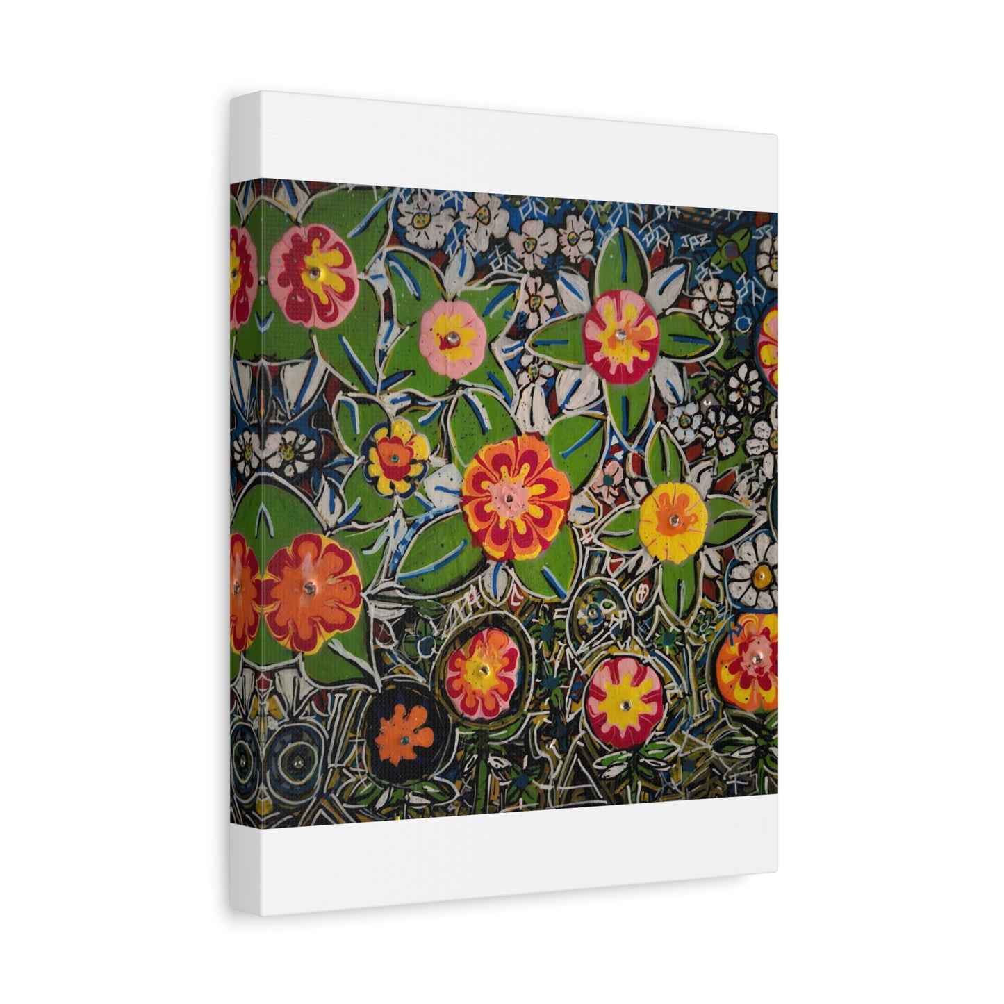 Urban_gardening-04 - Floral Pop Matte Stretched Canvas – Colorful Hand-Painted Garden Wall Art