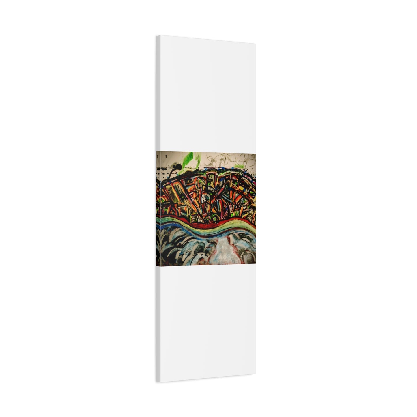 Acrylic_inequalities - Abstract Coastal Cityscape Canvas — Vibrant Ocean Wave Wall Art