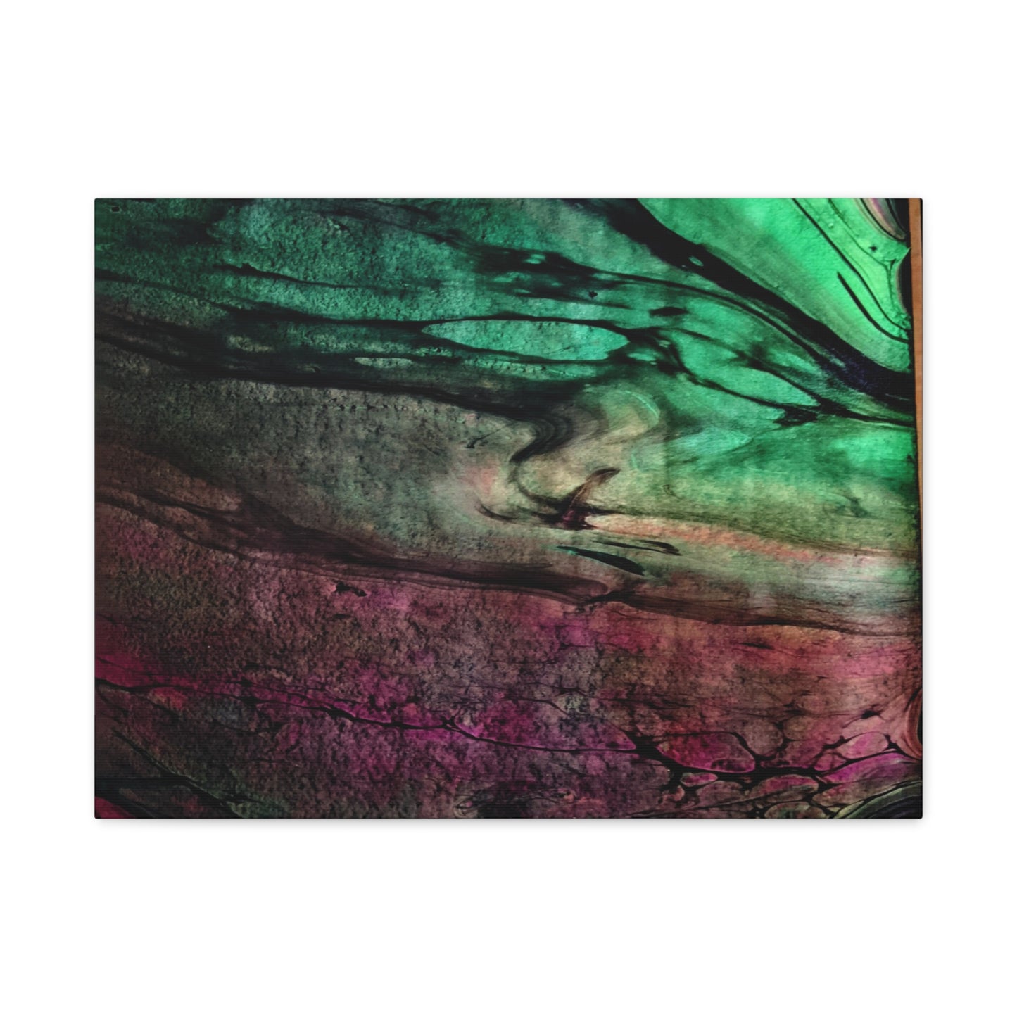 flame tempered pour - Abstract Teal & Magenta Canvas Wall Art — Matte Stretched 1.25"