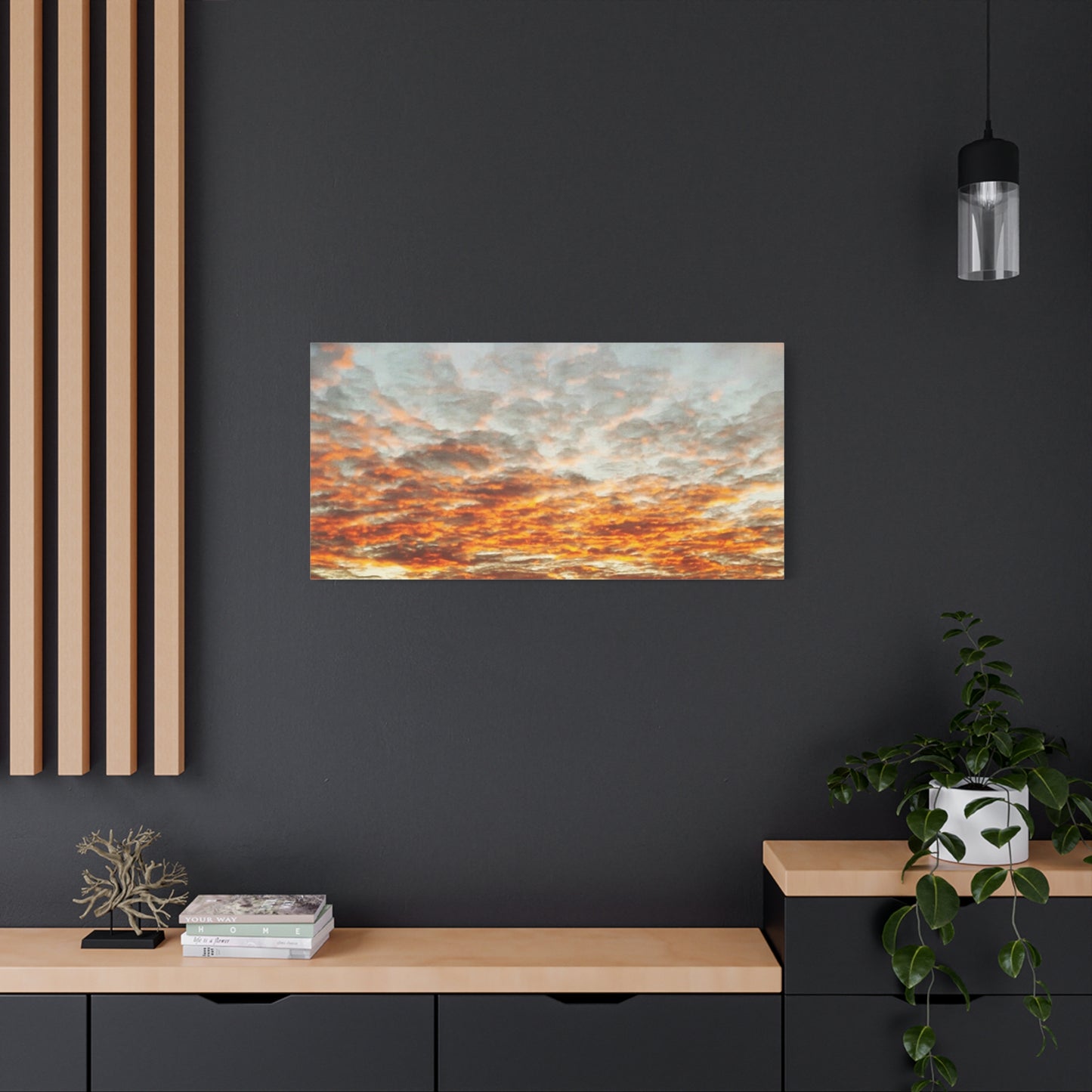 Sunset Sky Canvas Print — Orange Cloudscape Matte Stretched Wall Art