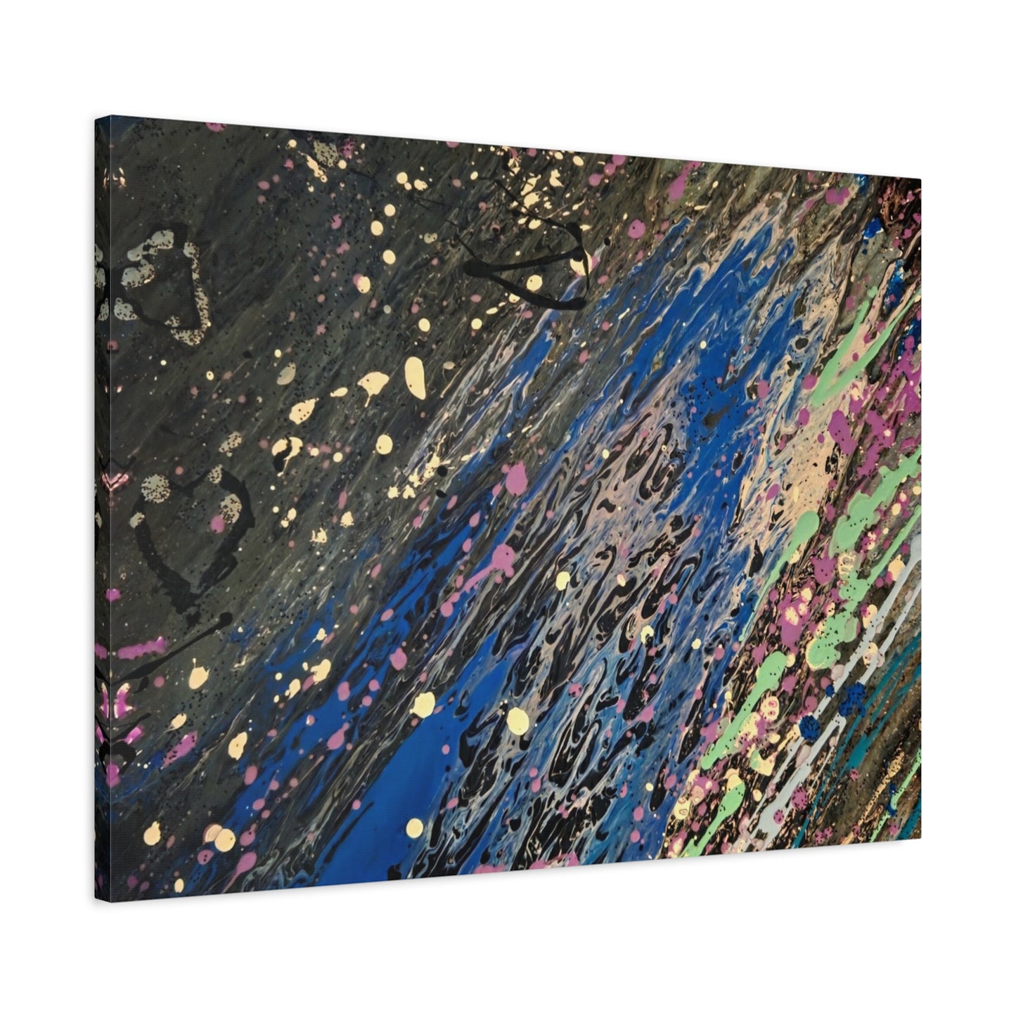 Abstract Splatter Matte Canvas Print — Colorful Fluid Art Wall Decor, Stretched 1.25"